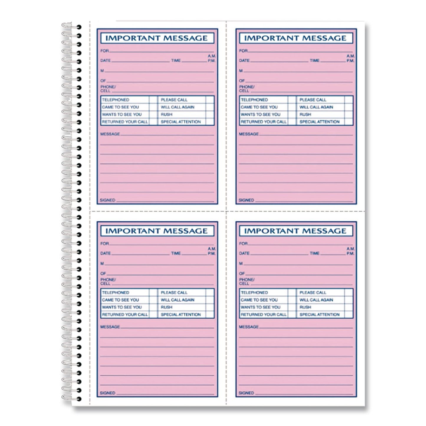 Adams® Important Message Book, Two-Part Carbonless, 4 Forms/Sheet, 400 Forms Total (ABFSC1187D)