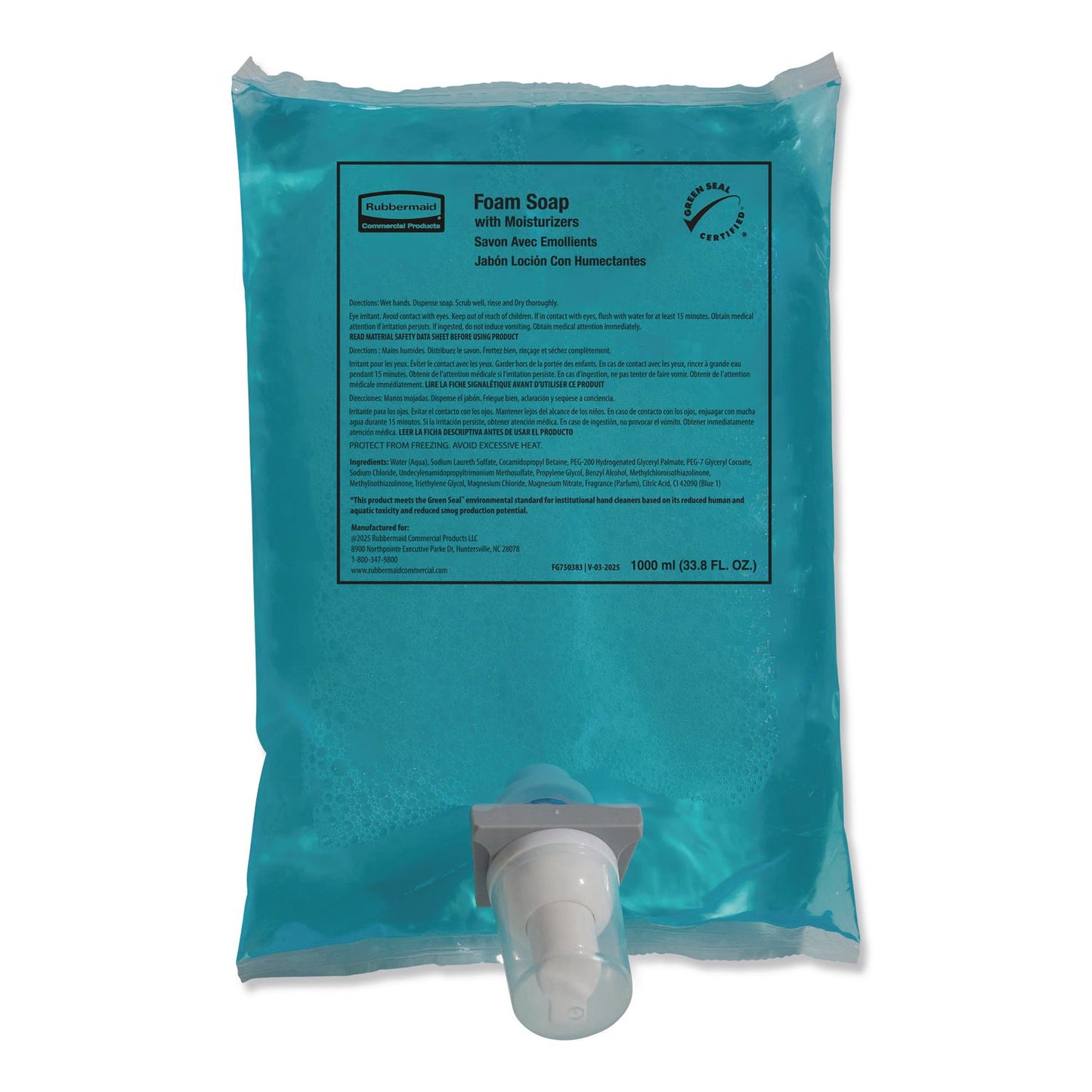 Rubbermaid® Commercial Autofoam Hand Soap Refill, Lotion Soap with Moisturizer, Light Floral Scent, 1,000 mL Refill (RCP750383)