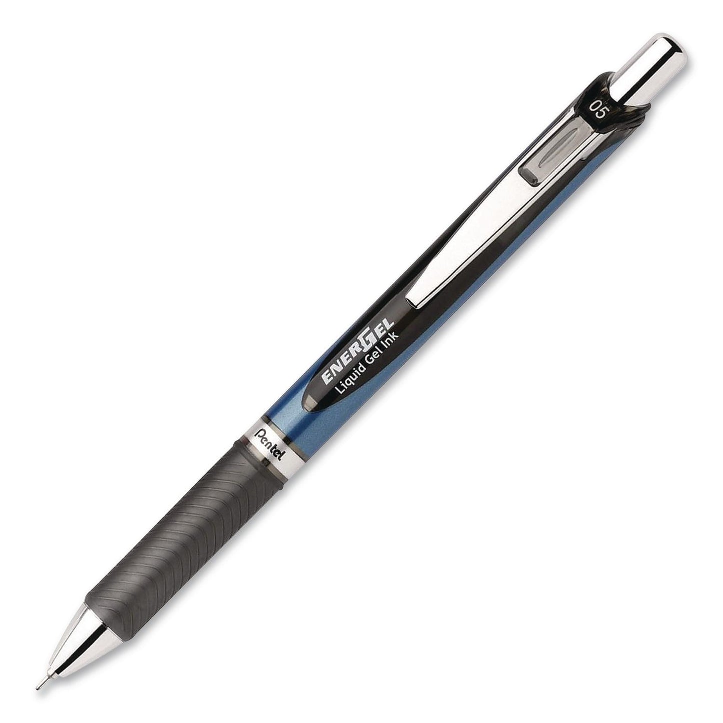 Pentel® EnerGel RTX Gel Pen, Retractable, Fine 0.5 mm, Black Ink, Black/Blue Barrel, 3/Pack (PENBLN75BP3A)
