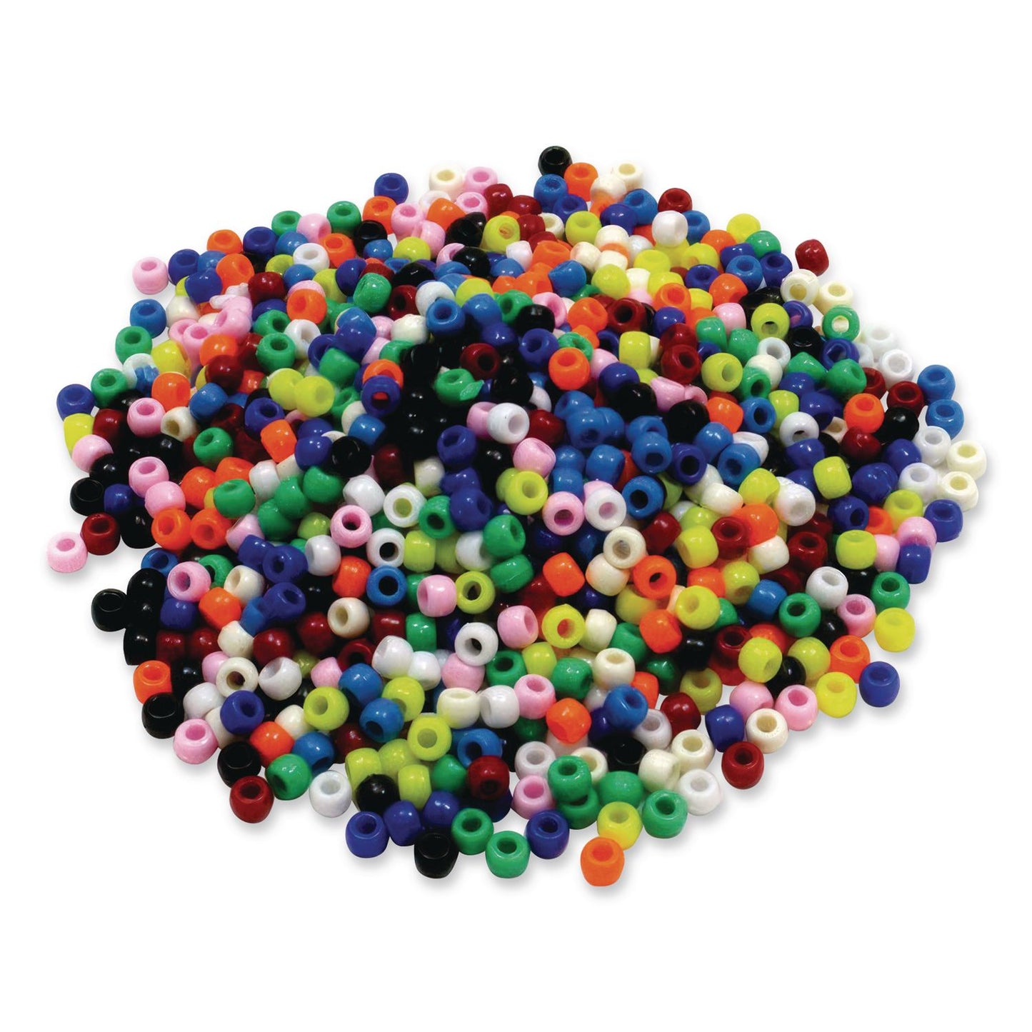 Creativity Street® Pony Beads, Plastic, 0.24" x 0.35", Assorted Bright Hues, 1,000/Pack (CKCPAC3552R)
