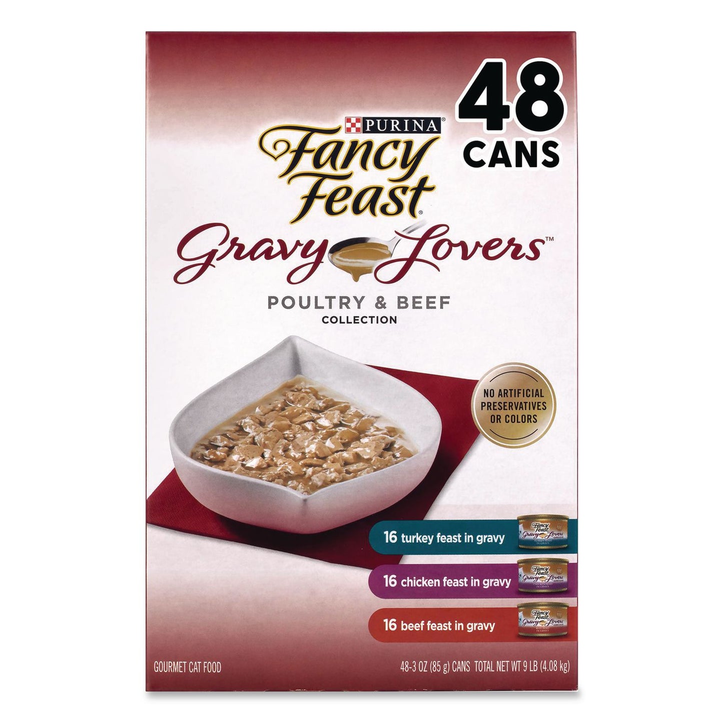 Fancy Feast® Gravy Lovers Poultry and Beef Variety Pack, Assorted Flavors, 3 oz Can, 48/Carton (GRR22002666)