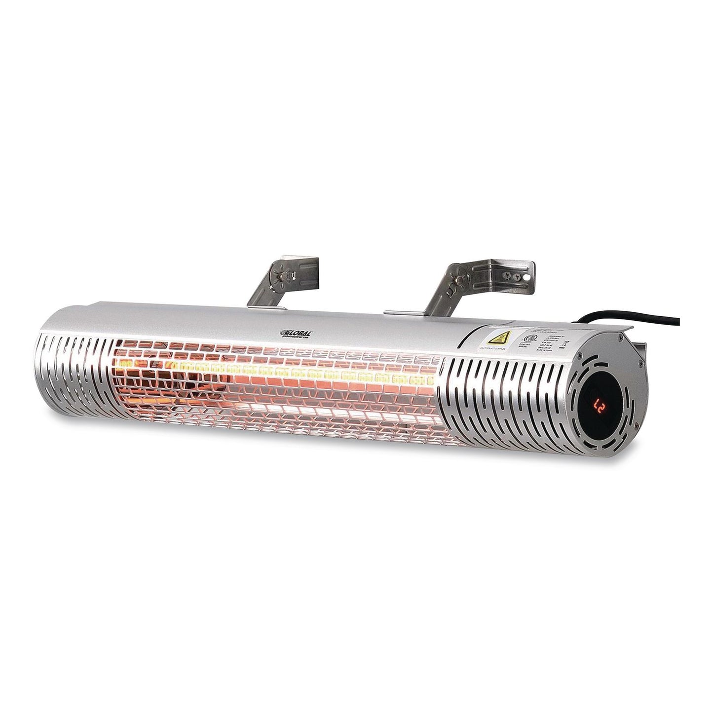Global Industrial® Infrared Patio Heater with Remote Control, 1,500 W. 30.75 x 5 x 5.38, Silver (GBE246720)