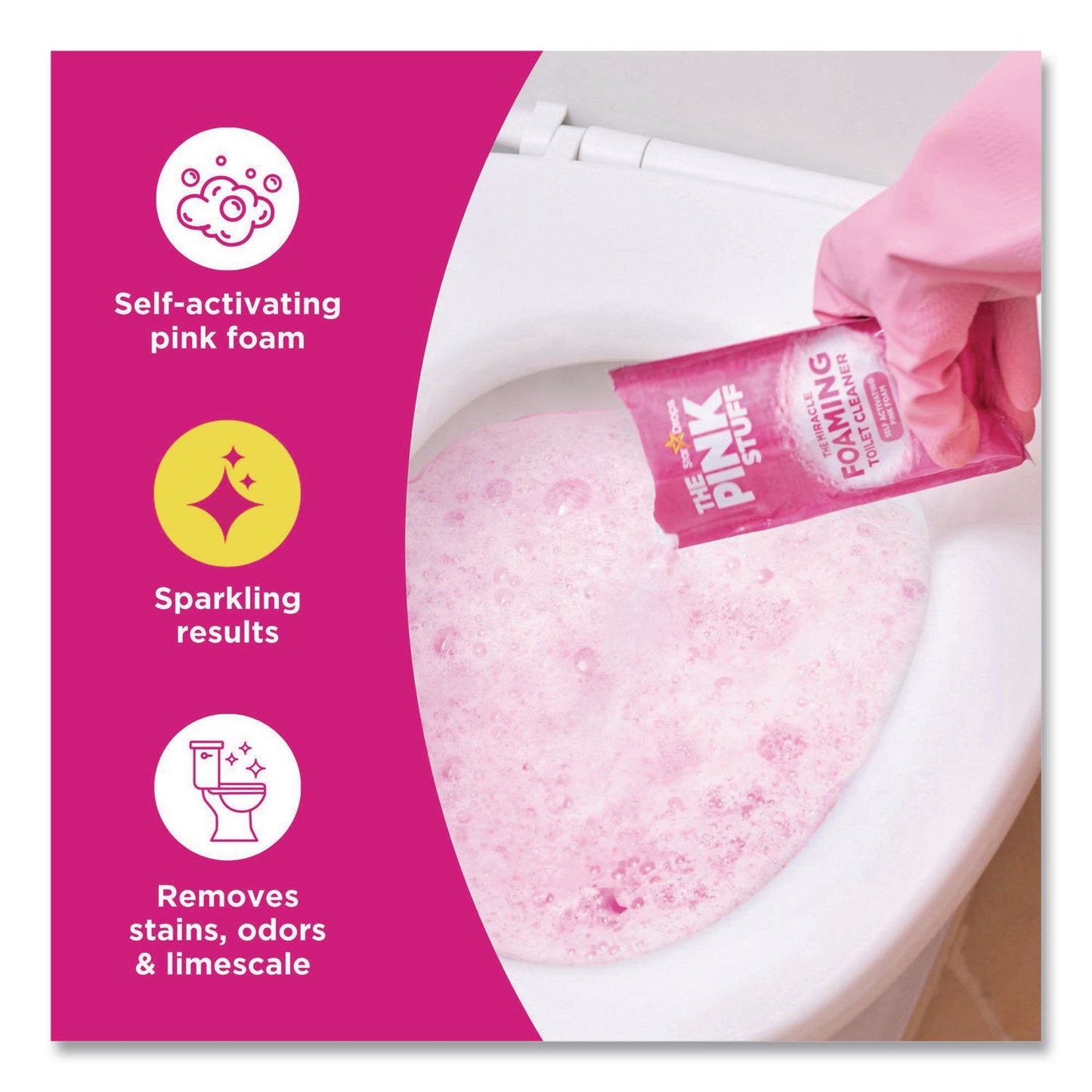 The Pink Stuff Miracle Power Foaming Toilet Cleaner, Fruity Scent, 3.5 oz Packet, 2 Packets/Box (RST824996)