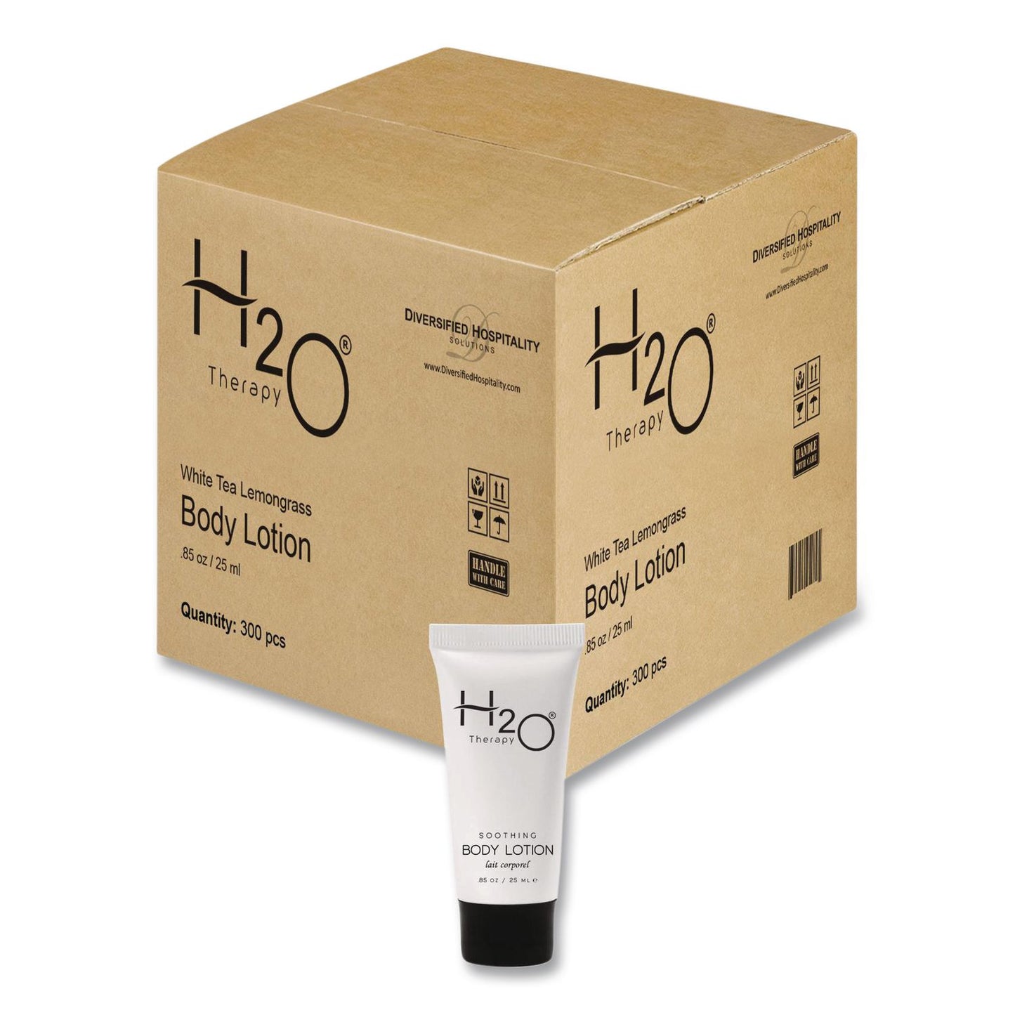 Diversified Hospitality Solutions H2O Therapy Single Use Body Lotion, 0.85 oz Tube, 300/Carton (DHS007071)