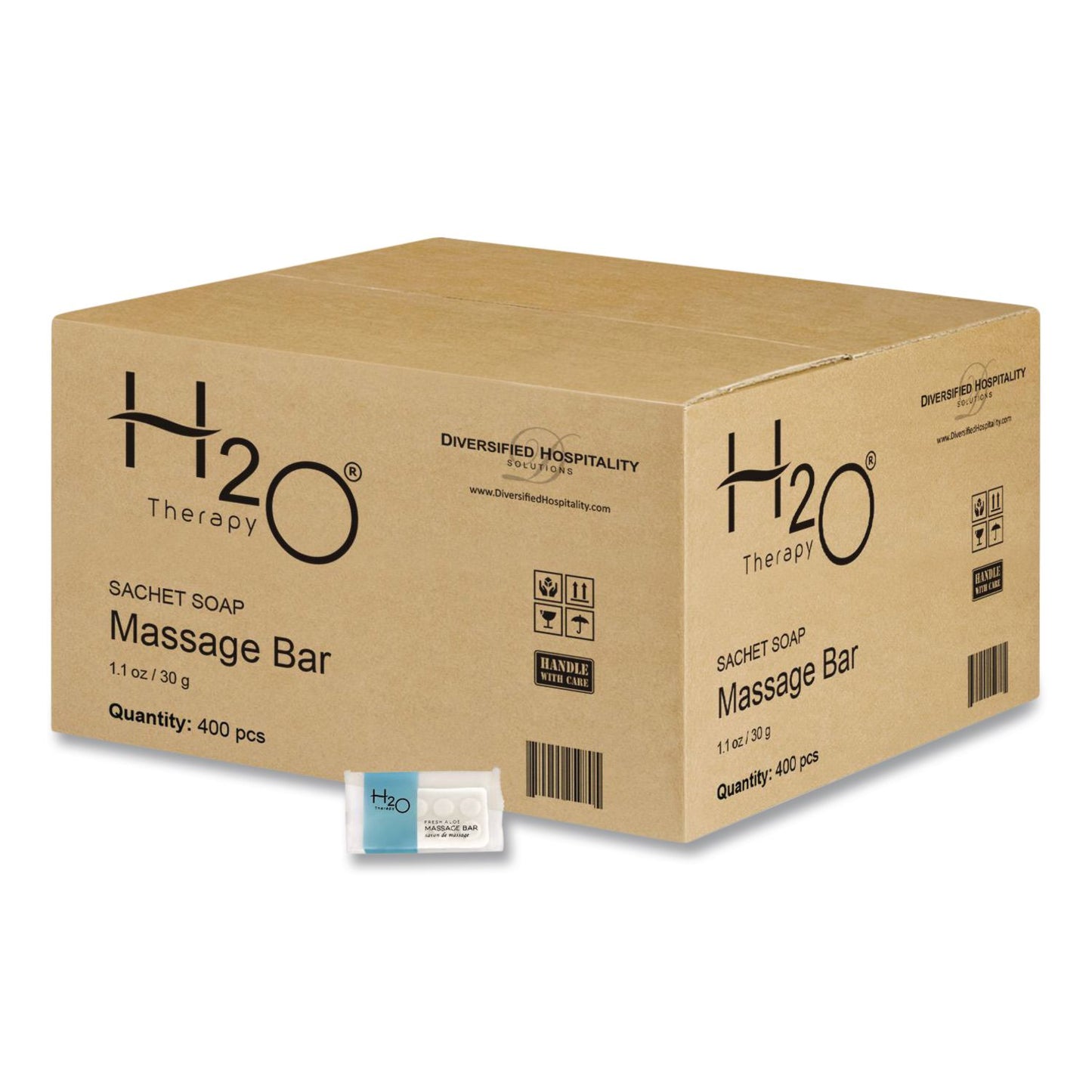 Diversified Hospitality Solutions H2O Therapy Soaps, White Tea and Lemongrass Scent, 1.1 oz Bar, 400/Carton (DHS007095)