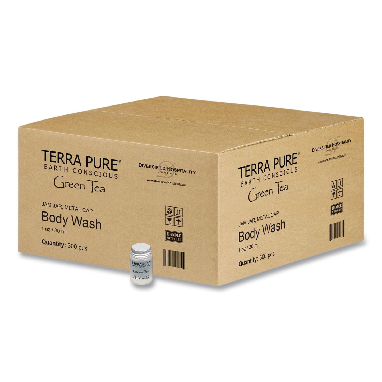 Diversified Hospitality Solutions Terra Pure Body Wash Jam Jar, Green Tea Lemongrass, 1 oz Jar, 300/Carton (DHS007491)