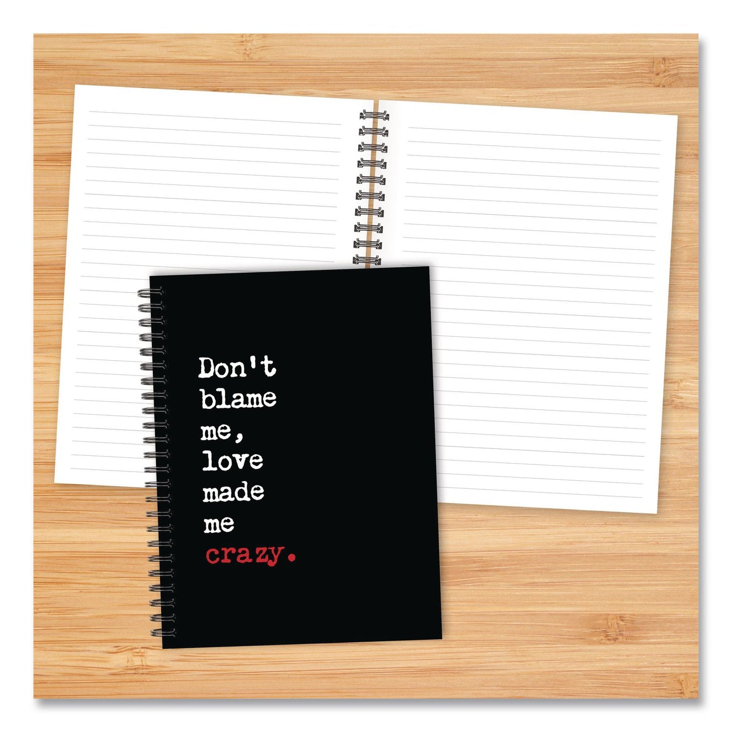 Willow Creek Press Love Made Me Crazy Undated Journal, Medium/College Rule, Black/White/Red Cover, (80) 8 x 6 Sheets (WPR55052)