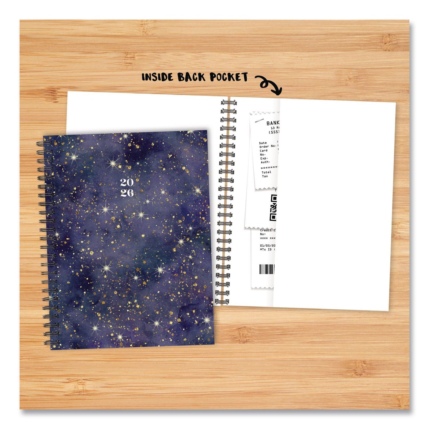 Willow Creek Press Starry Night Weekly/Monthly Planner, 8.5 x 6.5, Black/Gold Cover, 12-Month (Jan to Dec): 2026 (WPR56691)