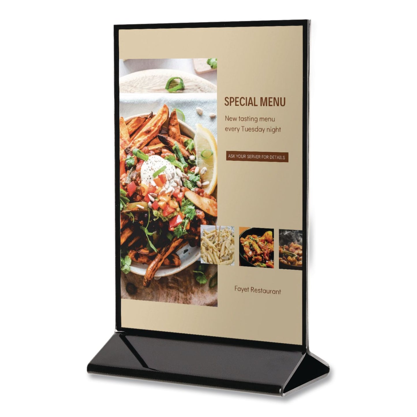 deflecto® Tabletop Sign and Menu Holder, 4 x 6 Insert, Clear with Black Frame (DEF4428)