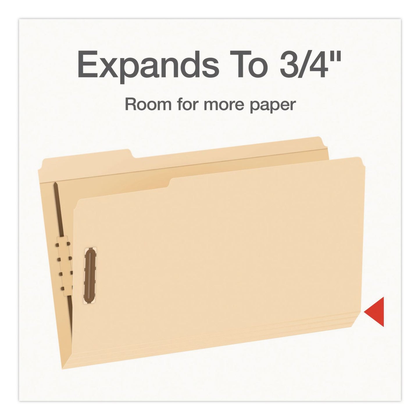 Pendaflex® Manila Fastener Folders, 1/3-Cut Tab: Assorted, Expands 0.75", 2 Fasteners, Legal Size, 50/Box (PFX1007063)
