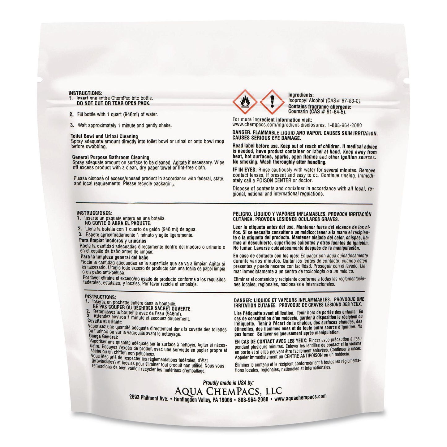 Diversey™ Aqua ChemPacs Acidic Bathroom and Bowl Cleaner, Lavender Scent, 12 ChemPacs/Pack, 4 Packs/Carton (DVO9320870)