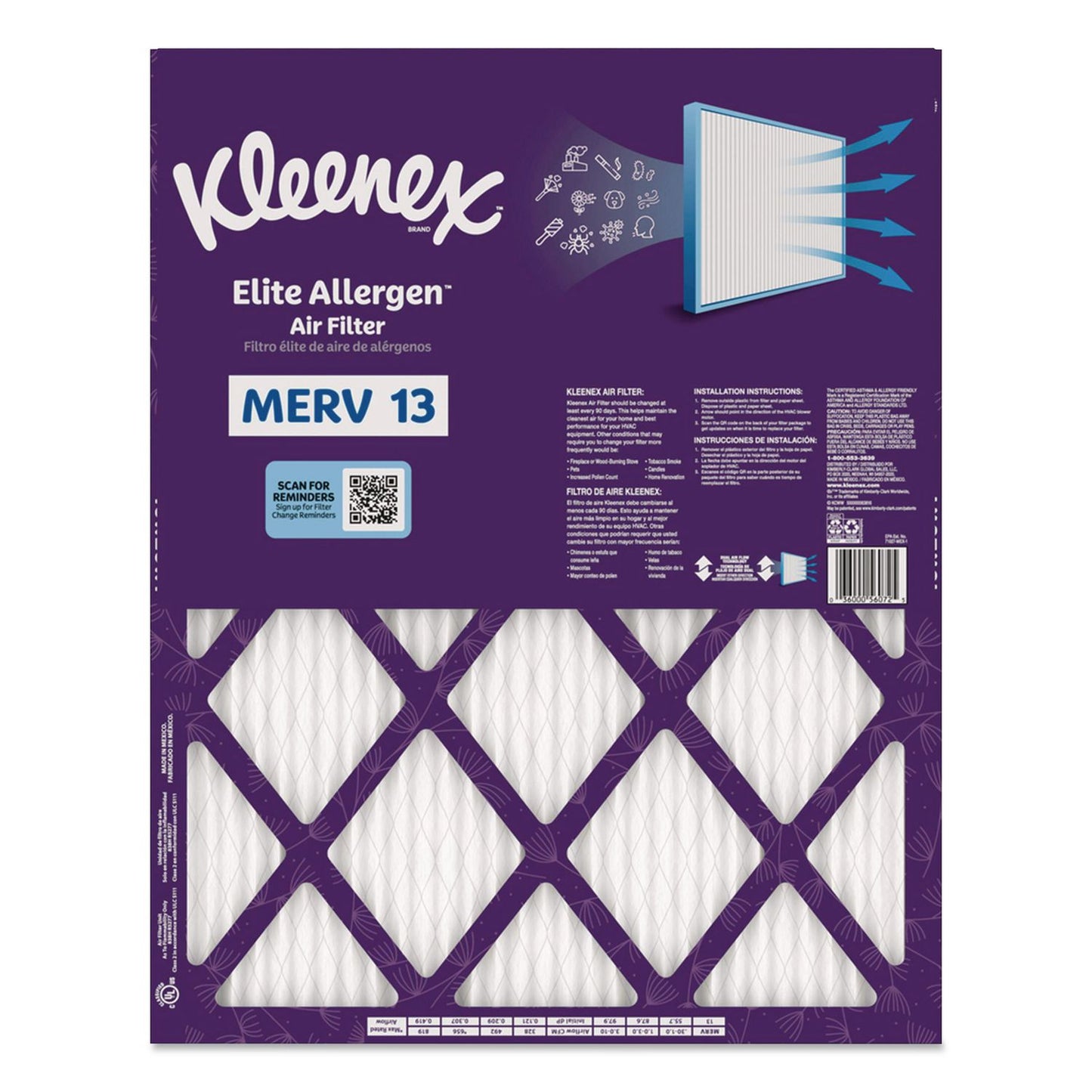 Kleenex® Elite Allergen Air Filter, MERV 13, 16 x 20, 6/Carton (KCM56072)