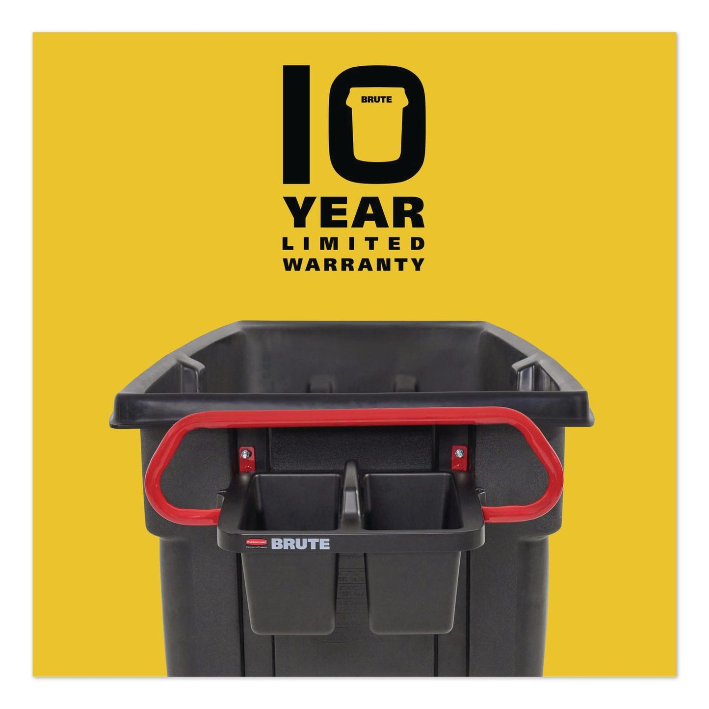 Rubbermaid® Commercial BRUTE Ergonomic Rotomolded Tilt Truck Handle and Caddy, 25.45 x 25.45 x 15, Red/Black (RCP2229066)