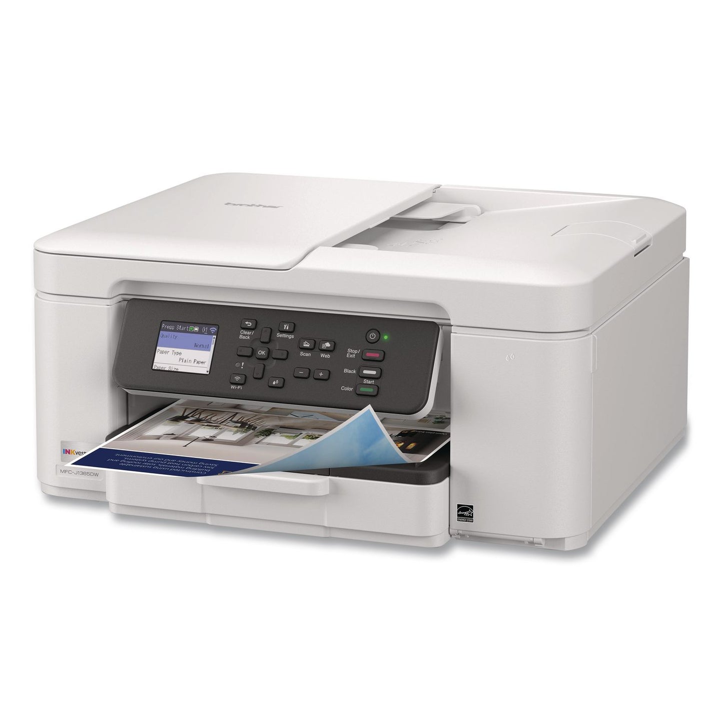 Brother MFCJ1365DW INKvestment 1365 Wireless Color Inkjet AIO Printer, Copy/Print/Scan (BRTMFCJ1365DW)