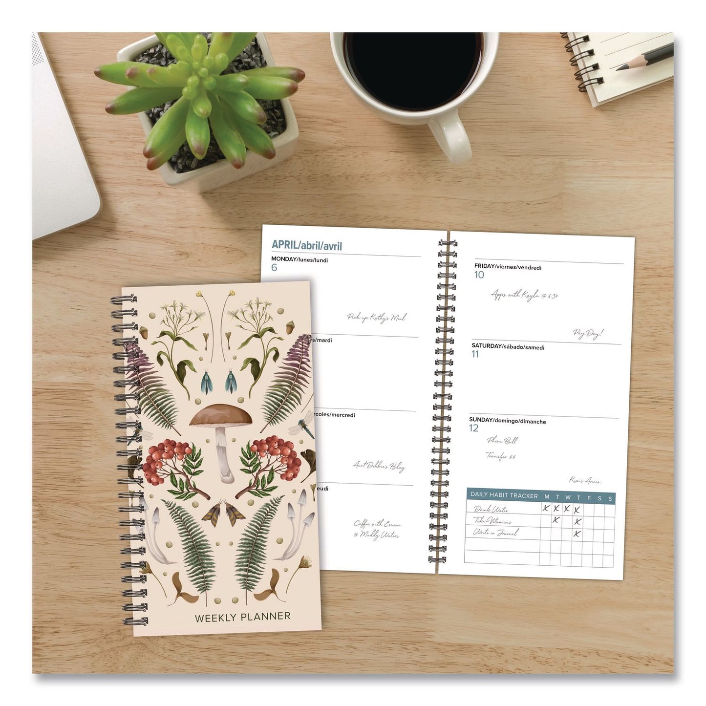 Willow Creek Press Woodland Mushroom Softcover Weekly/Monthly Spiral Planner, 6.5 x 3.5, Multicolor Cover, 12-Month (Jan to Dec): 2026 (WPR57360)