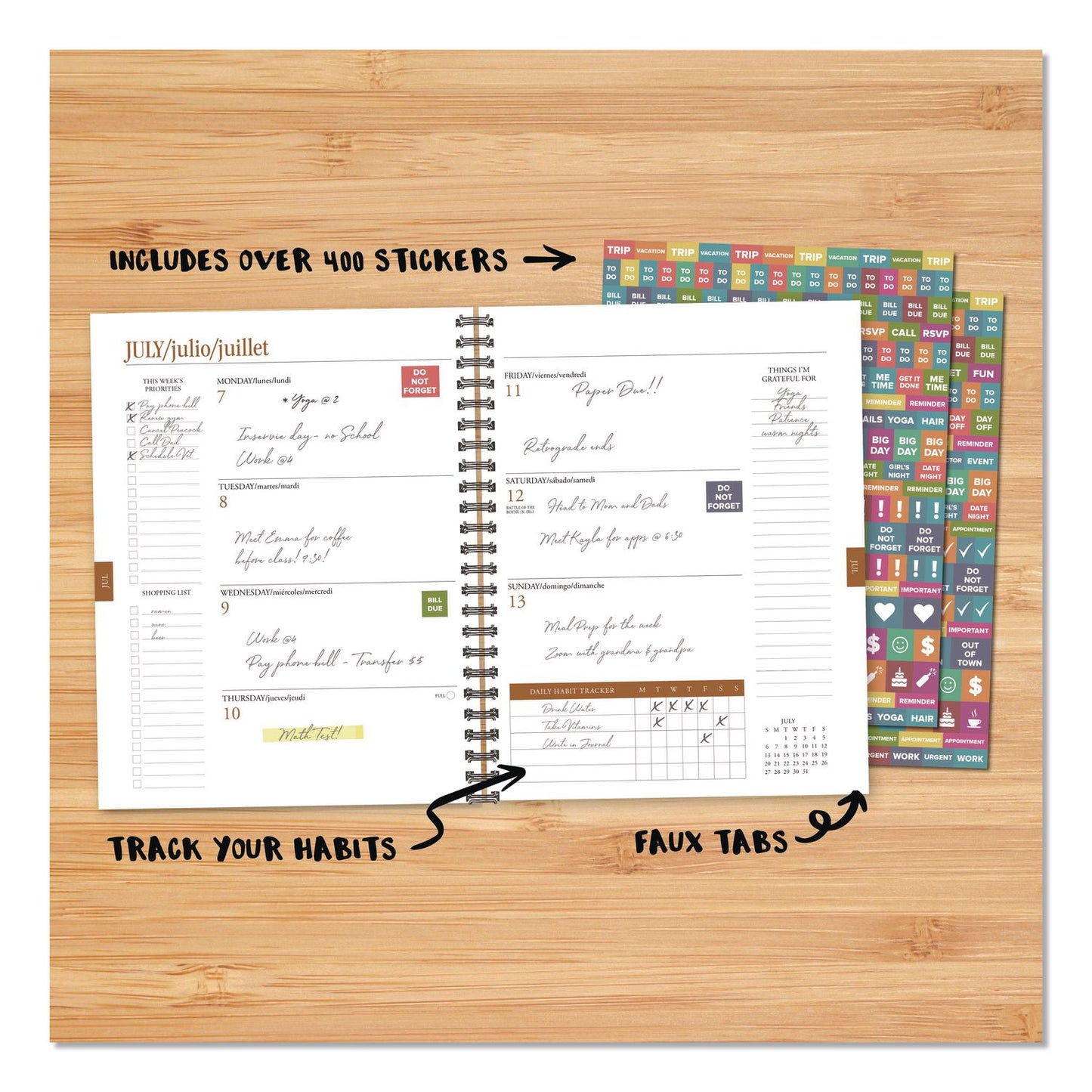 Willow Creek Press Charcoal Weekly/Monthly Planner, 11 x 8.5, Charcoal Cover, 12-Month (Jan to Dec): 2026 (WPR57605)