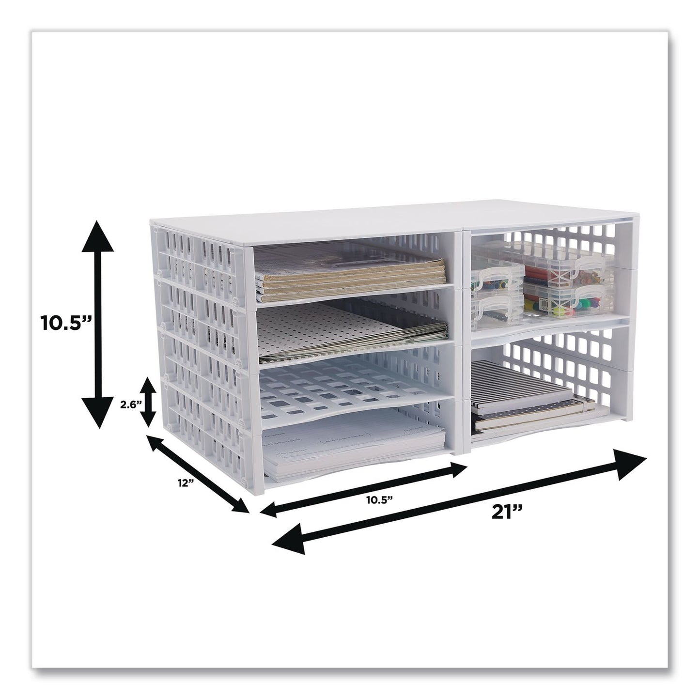Thinkspace® Literature Organizer, 8 Sections, 21 x 12.25, White (AVT39444)