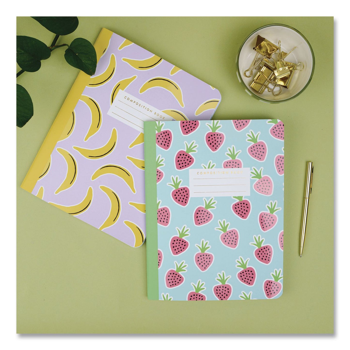 DesignWorks Ink® Designer Composition Book, Randomly Assorted Banana and Strawberry Cover Designs, Wide/Legal Rule, (80) 9.75 x 7.5 Sheets (DWOTCOMPA114ST)