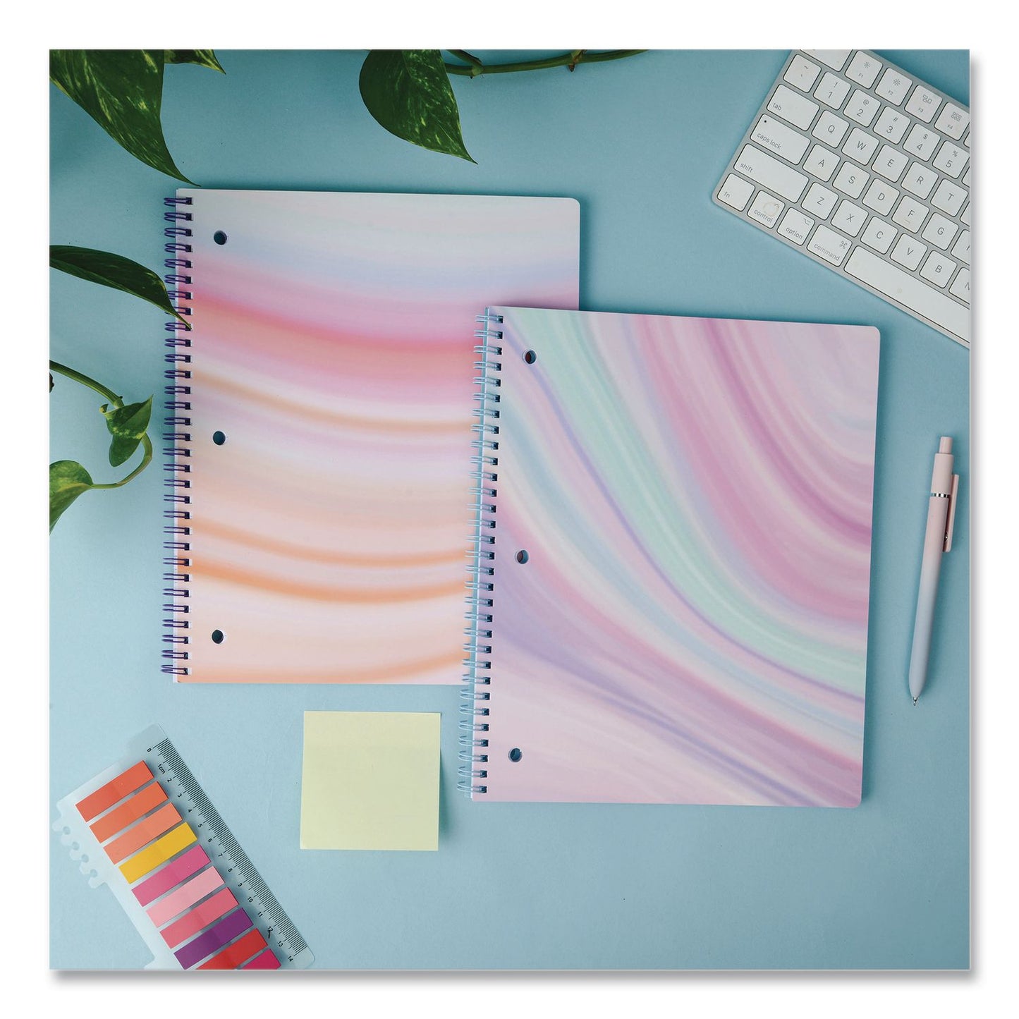 DesignWorks Ink® Twin-Wire Notebook, Randomly Assorted Pastel Marble Cover Designs, 1-Subject, Medium/College Rule, (80) 10.5 x 8.5 Sheets (DWOTTWSA115ST)