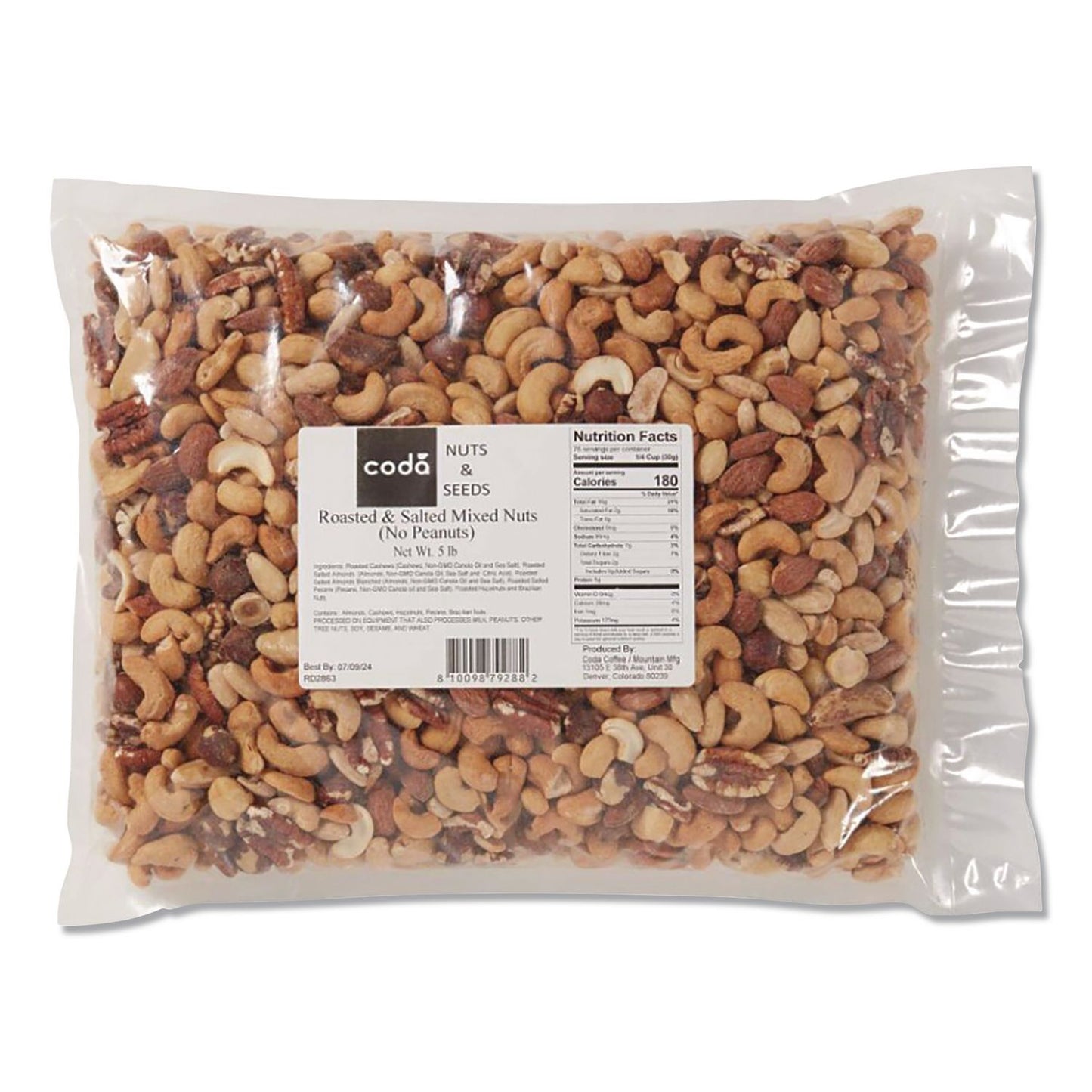 Mountain Manufacturing™ Coda Roasted and Salted Mixed Nuts, 5 lb Bag, 4/Carton (MMGCDA92926)