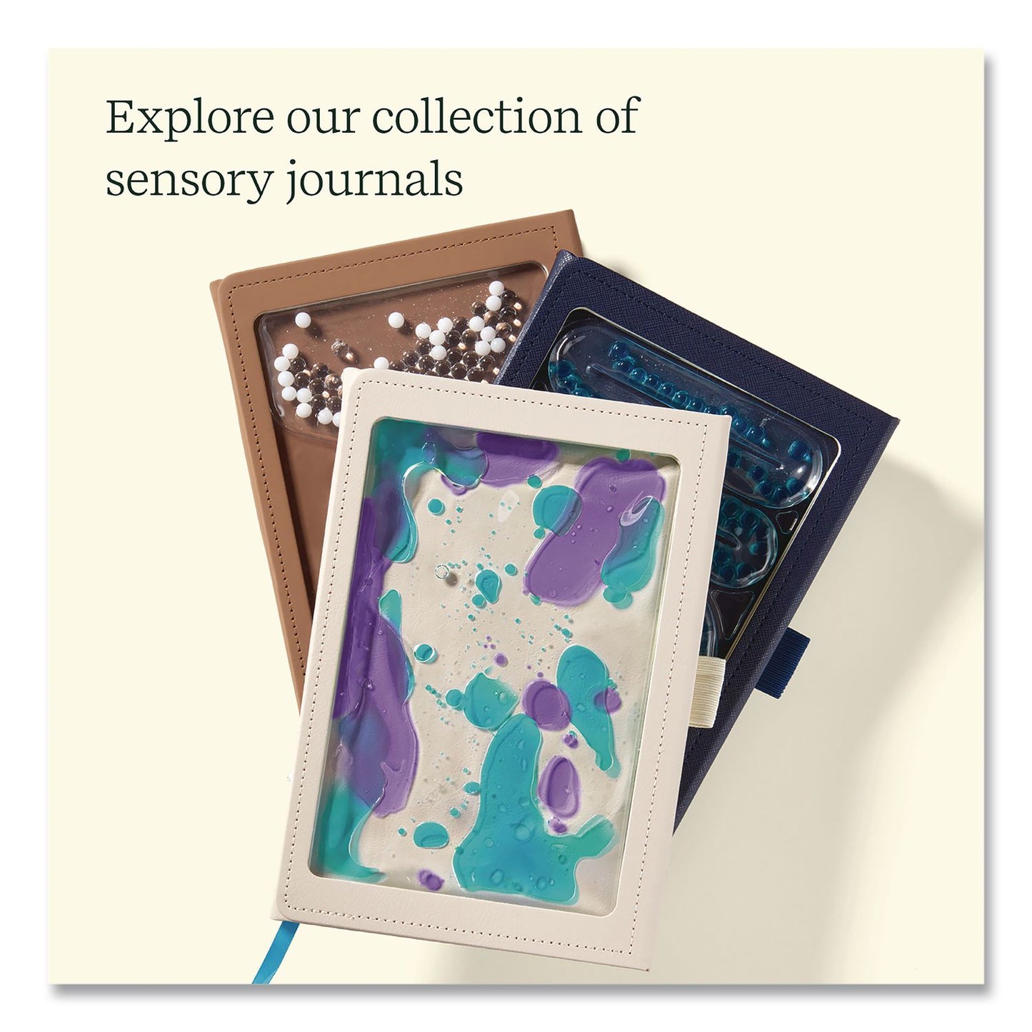 Lifelines® Shake It Up Sensory Journal, Interactive Blue/Purple Color-Fusing Oil Ocean, Wide/Legal Rule, Cream Cover, (80) 8 x 5 Sheets (LLN160109)