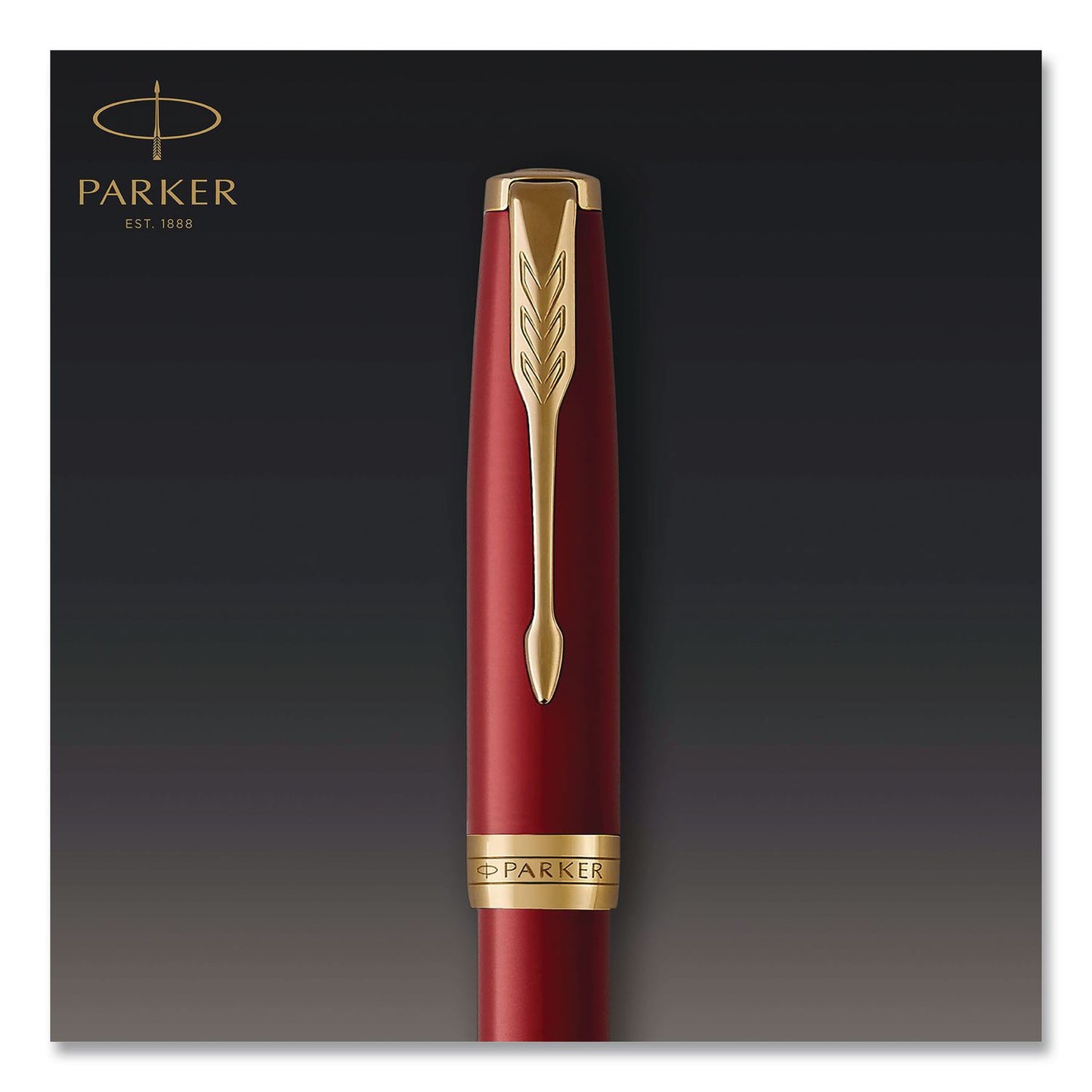 Parker® Sonnet Fountain Pen with Gift Box, Medium Fountain Nib, Red Ink, Red Lacquer/Gold Barrel (PAR1931474)