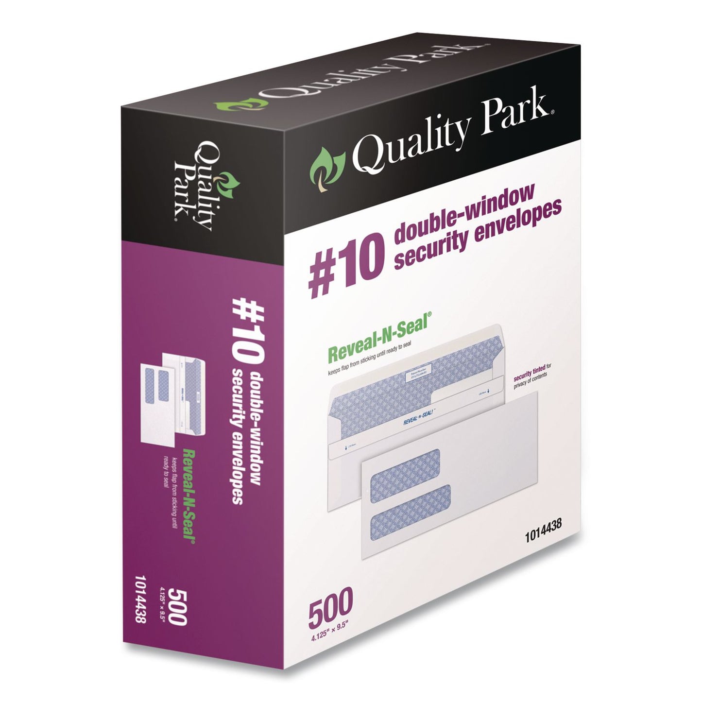 Quality Park™ Reveal-N-Seal Envelope, Security Tint, #10, Commercial Flap, Self-Adhesive Closure, 4.13 x 9.5, White, 500/Box (QUA1014438)