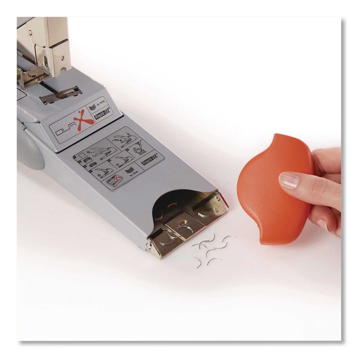 Rapid® DUAX Heavy-Duty Stapler, 20 to 170 Sheet Capacity, Silver/Orange (RPD73338)