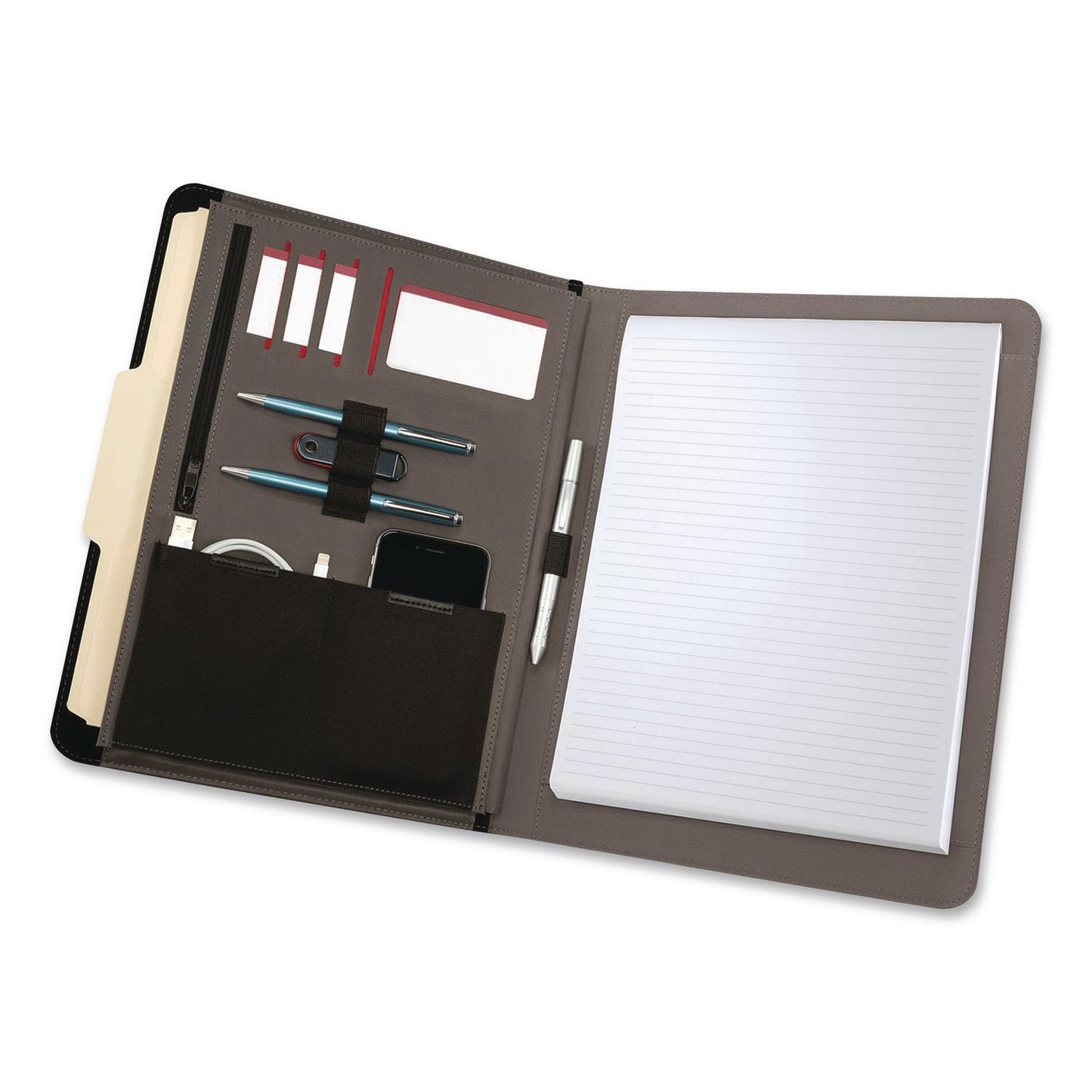 Wenger® Merit Vinyl Padfolio, 8.5 x 11 Pad, 10.2 x 13, Open Style Closure, Black (WNG601388)