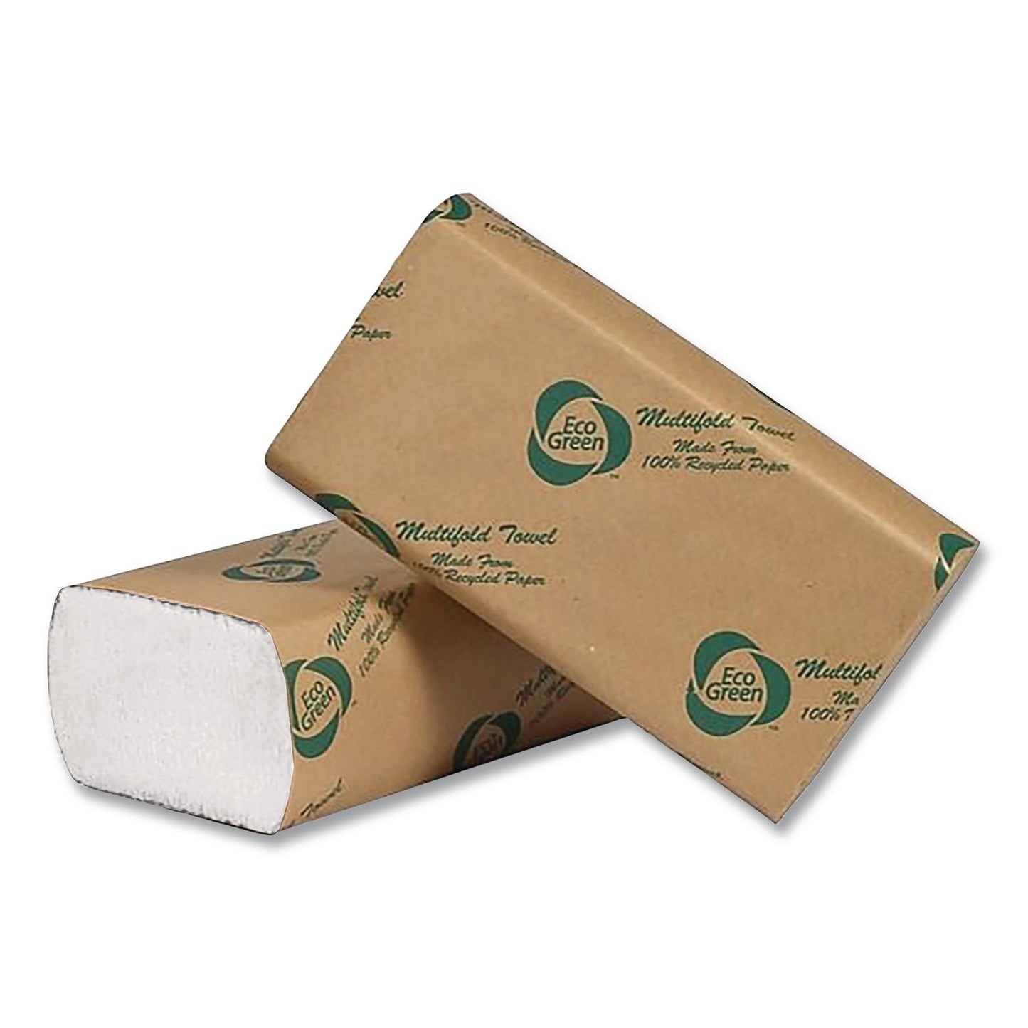 Eco Green® Multi-Fold Recycled Paper Towels, 1-Ply, 9.25 x 9.5, Natural White, 250/Pack, 16 Packs/Carton (APAEN416)