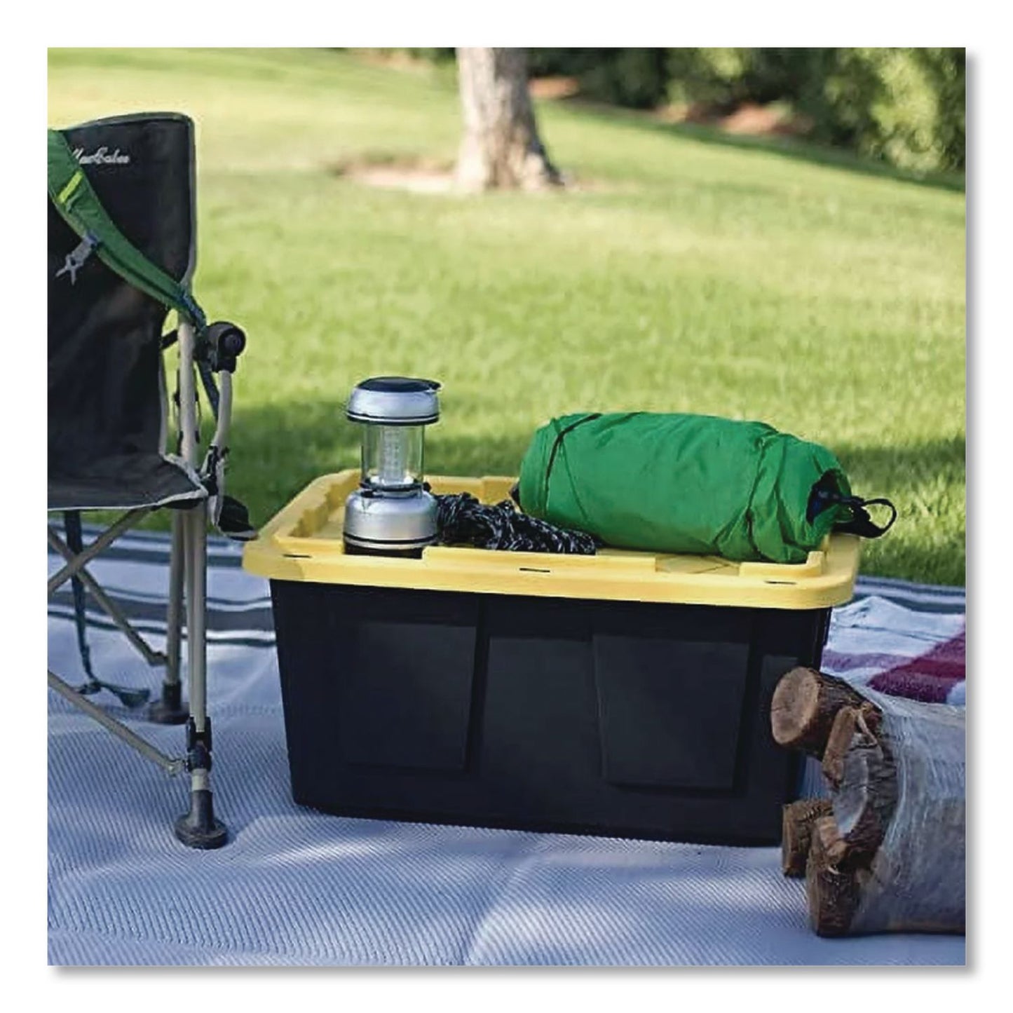 GreenMade™ Storage Bin with Snap Lid, 108 qt, 20.5 x 30.5 x 14.7, Black/Yellow (GND669871)