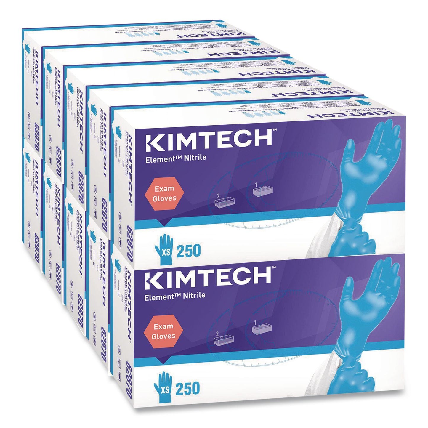 Kimtech™ Element Nitrile Exam Gloves, Powder-Free, AQL 1.5, X-Small, 3.2 mil Thick, 9.3" Long, Blue, 250/Box, 10 Boxes/Carton (ANS62870)