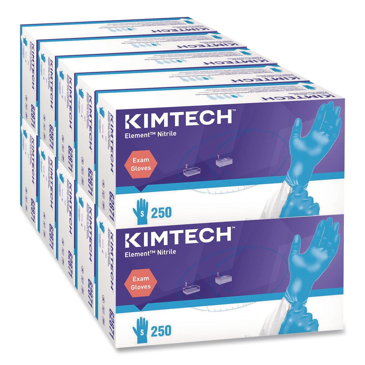 Kimtech™ Element Nitrile Exam Gloves, Powder-Free, AQL 1.5, Small, 3.2 mil Thick, 9.3" Long, Blue, 250/Box, 10 Boxes/Carton (ANS62871)