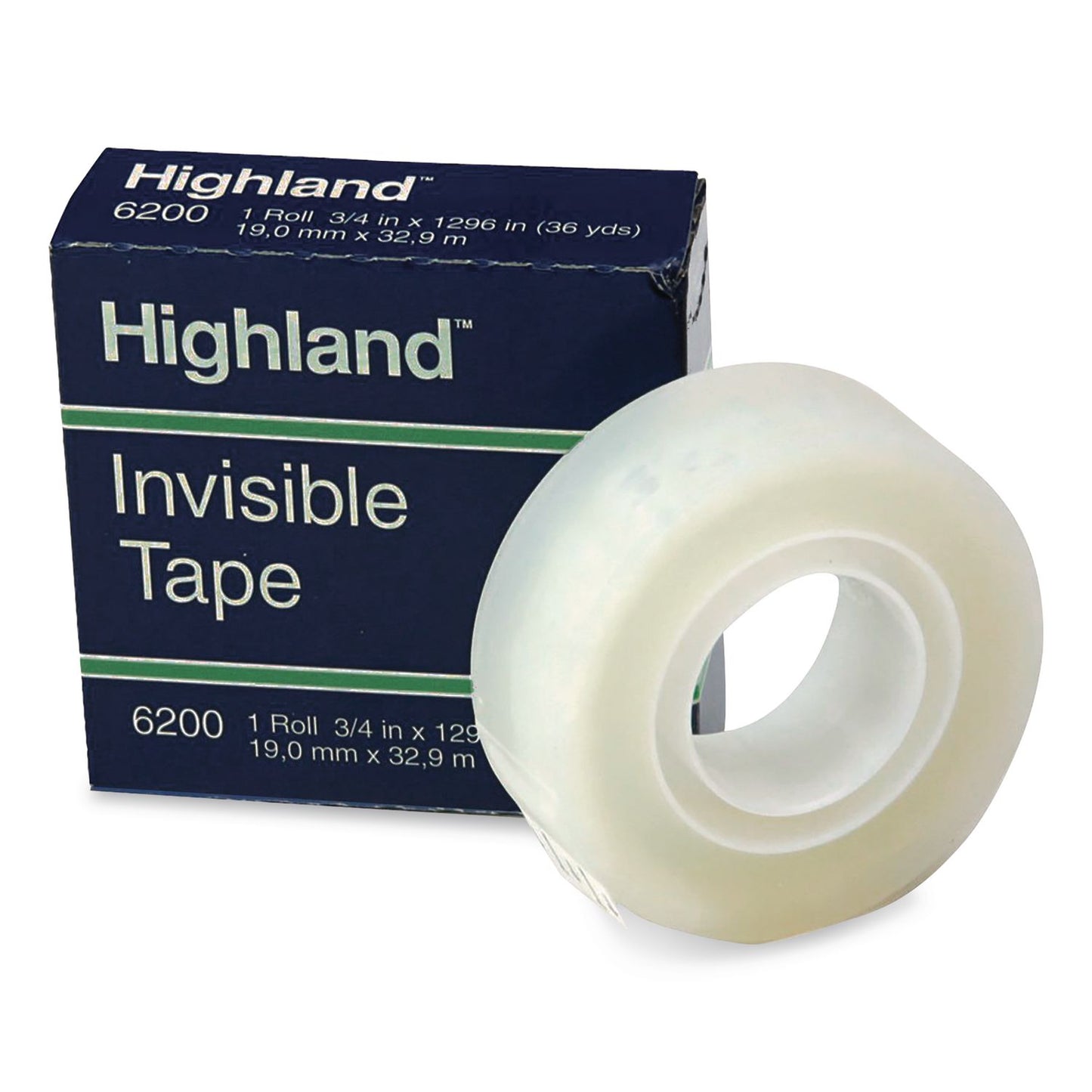 Highland™ Invisible Permanent Mending Tape, 1" Core, 0.75" x 36 yds, Clear, 144 Rolls/Carton (MMM6200341296CT)