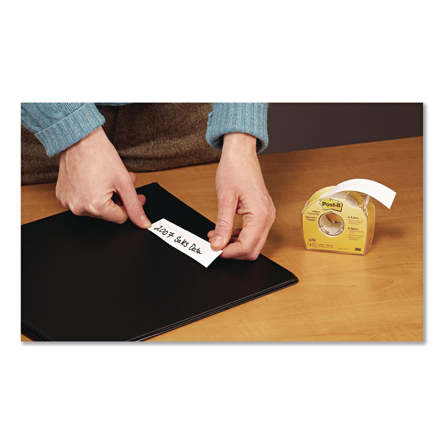 Post-it® Labeling and Cover-Up Tape, Non-Refillable, 1" x 19.44 yd, White Tape, Clear Dispenser, 24/Carton (MMM658CASE)