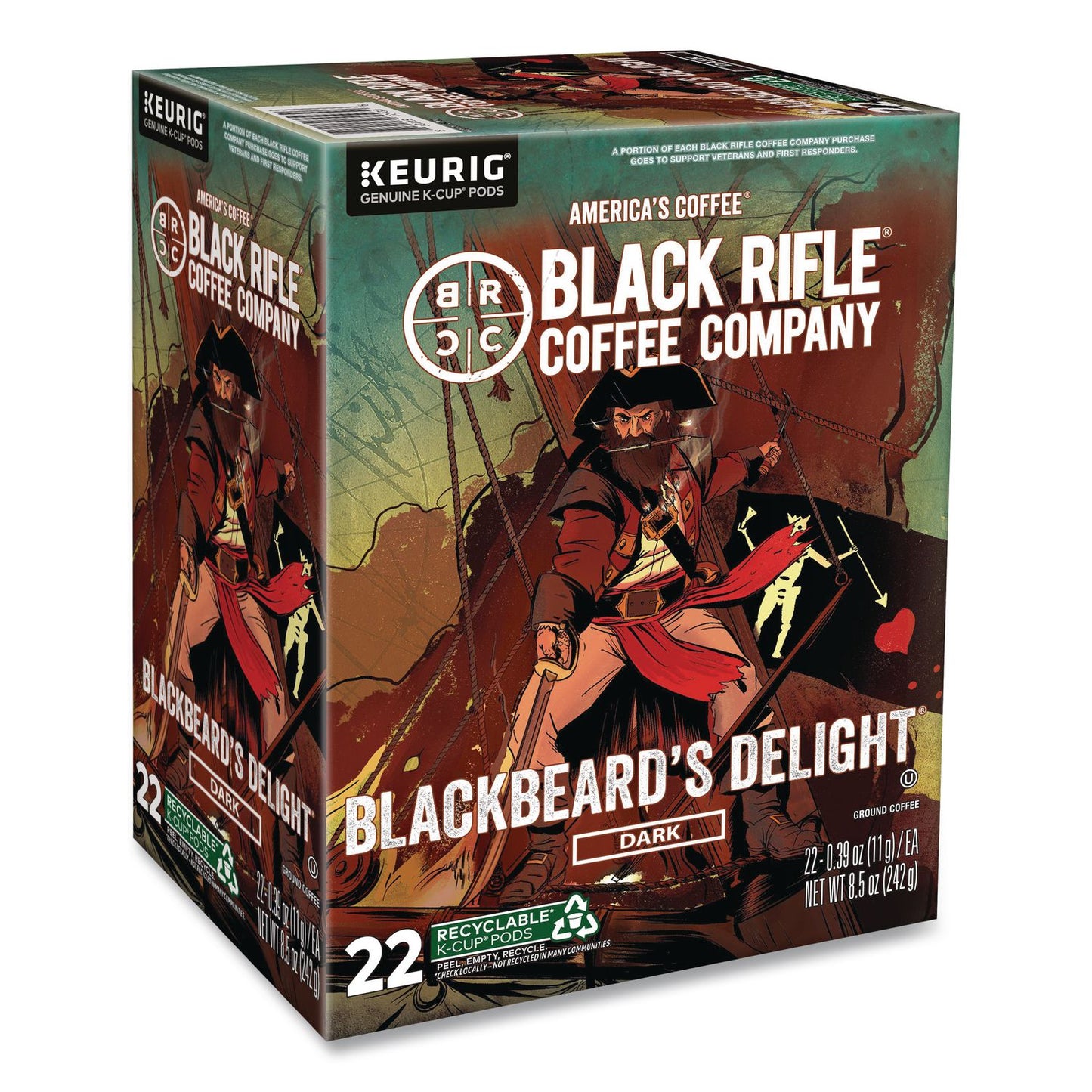Black Rifle® Coffee Company Blackbeard's Delight Coffee K-Cups, 22/Box, 4 Boxes/Carton (GMT0430CT)