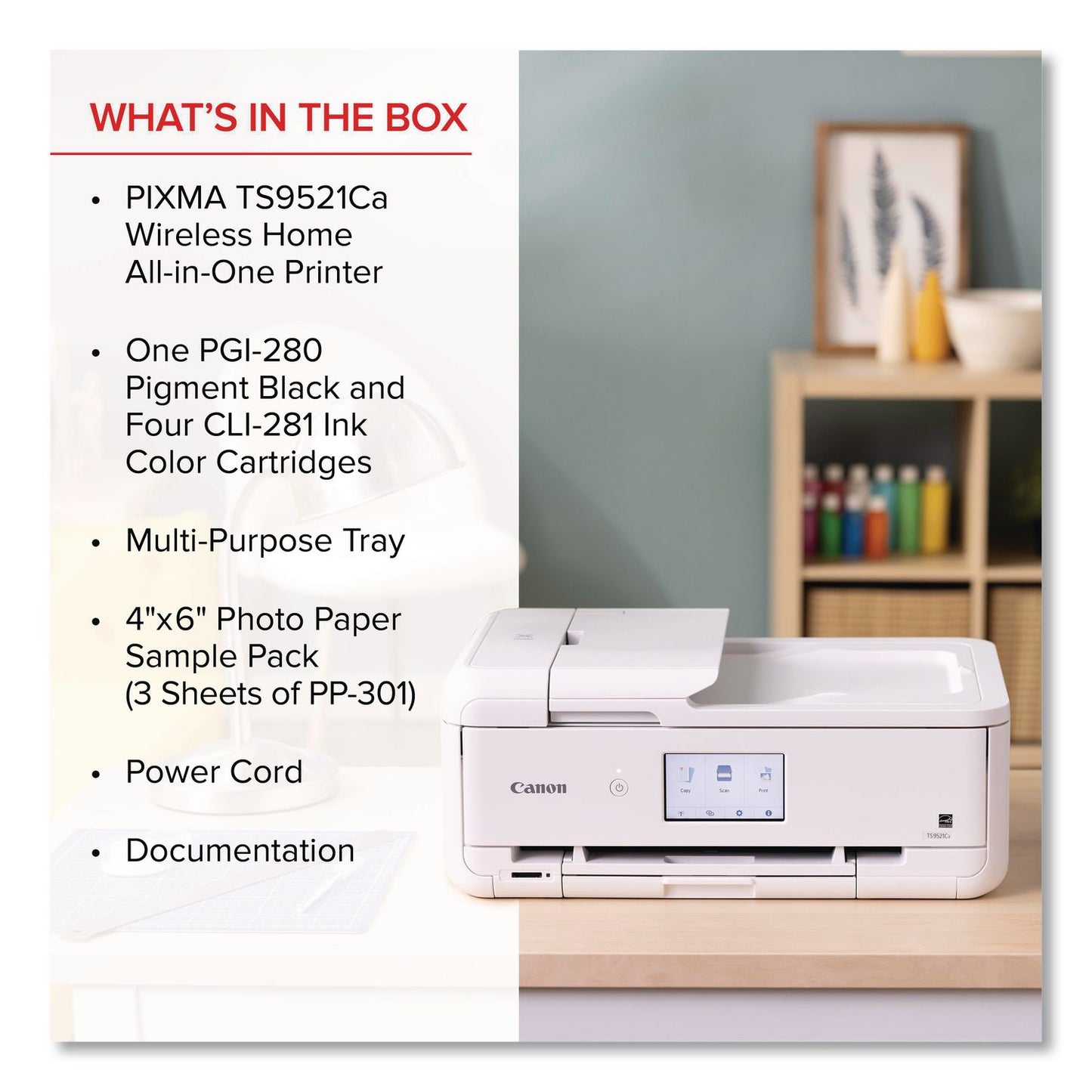 Canon® PIXMA TS9521Ca Inkjet Printer, Copy/Print/Scan (CNM2988C052)