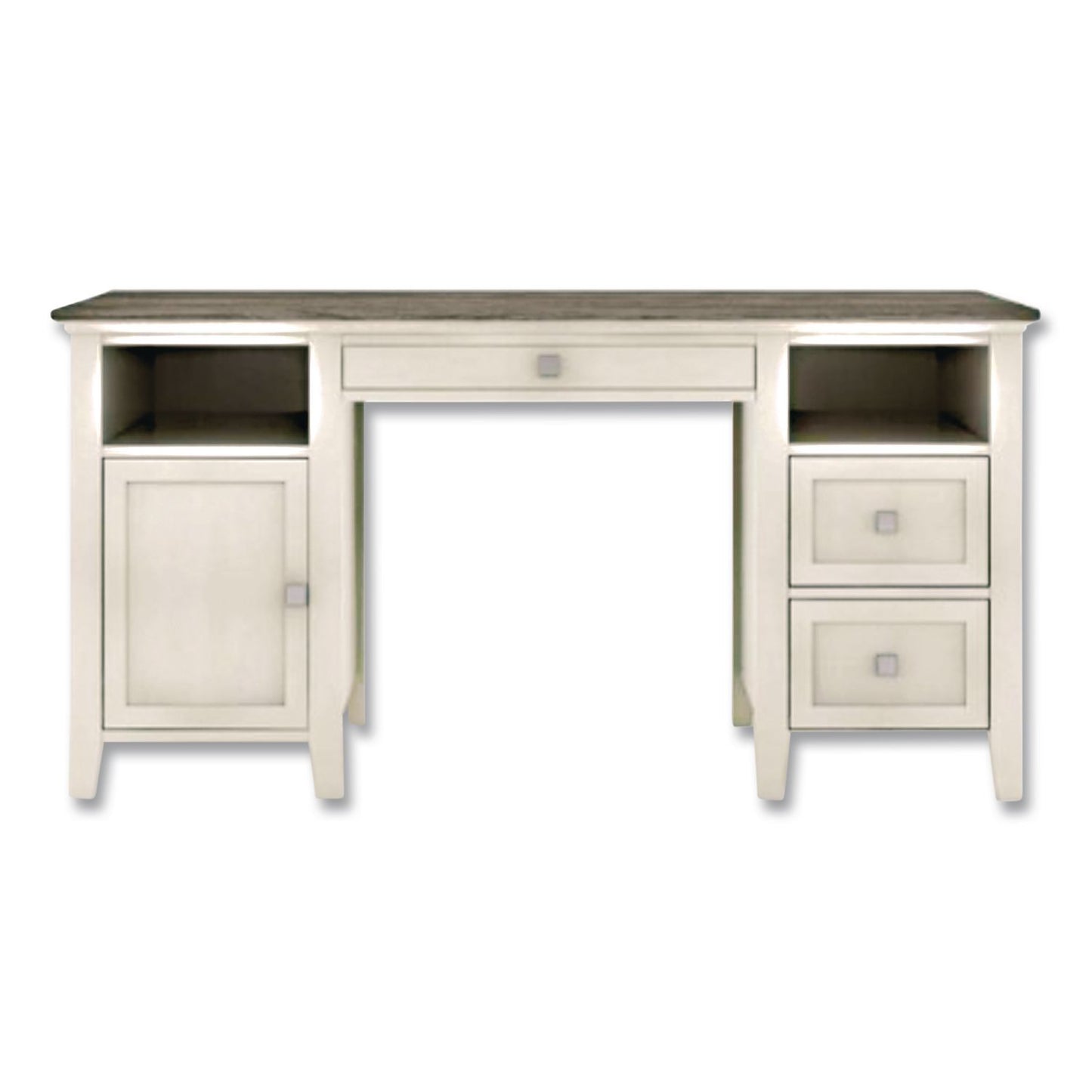 Whalen® Abington Two-Pedestal Wood Computer Desk, 60" x 23.63" x 30.25", Dusty Aged Oak/Antique White (WHLSPUSABTD)