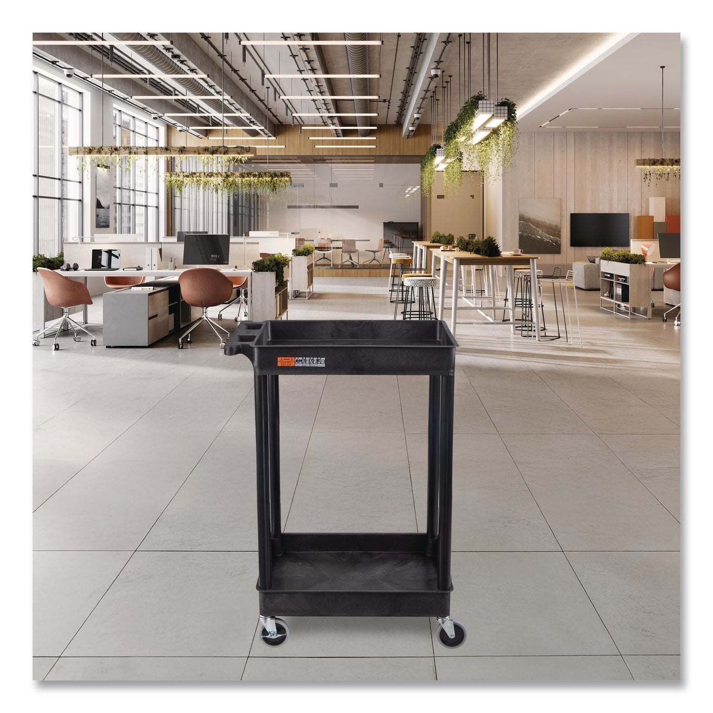 Luxor ENDURA Two-Shelf Utility Cart, Plastic, 300 lb Capacity, 26.5" x 18.5" x 37.5", Black (LXCSTC11B)