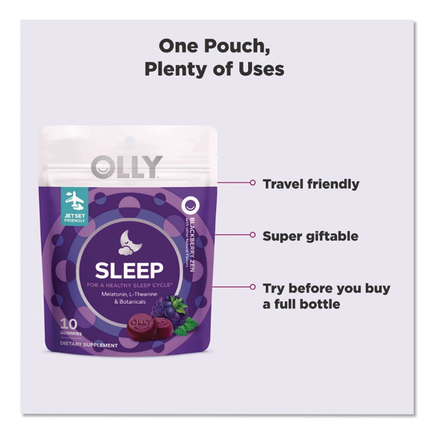 OLLY® Sleep Gummy, Blackberry Zen, 10/Pack (LIL1517)