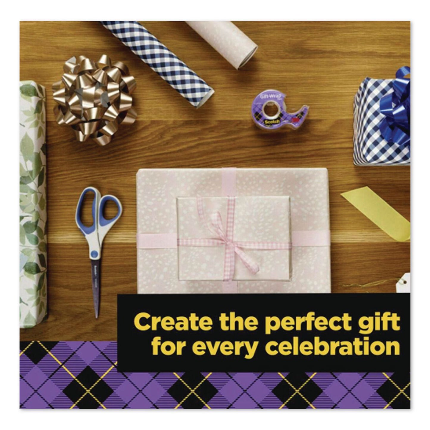 Scotch® Gift Wrap Tape with Dispenser, 1" Core, 0.75" x 300", Transparent, 3/Pack (MMM7000048114)