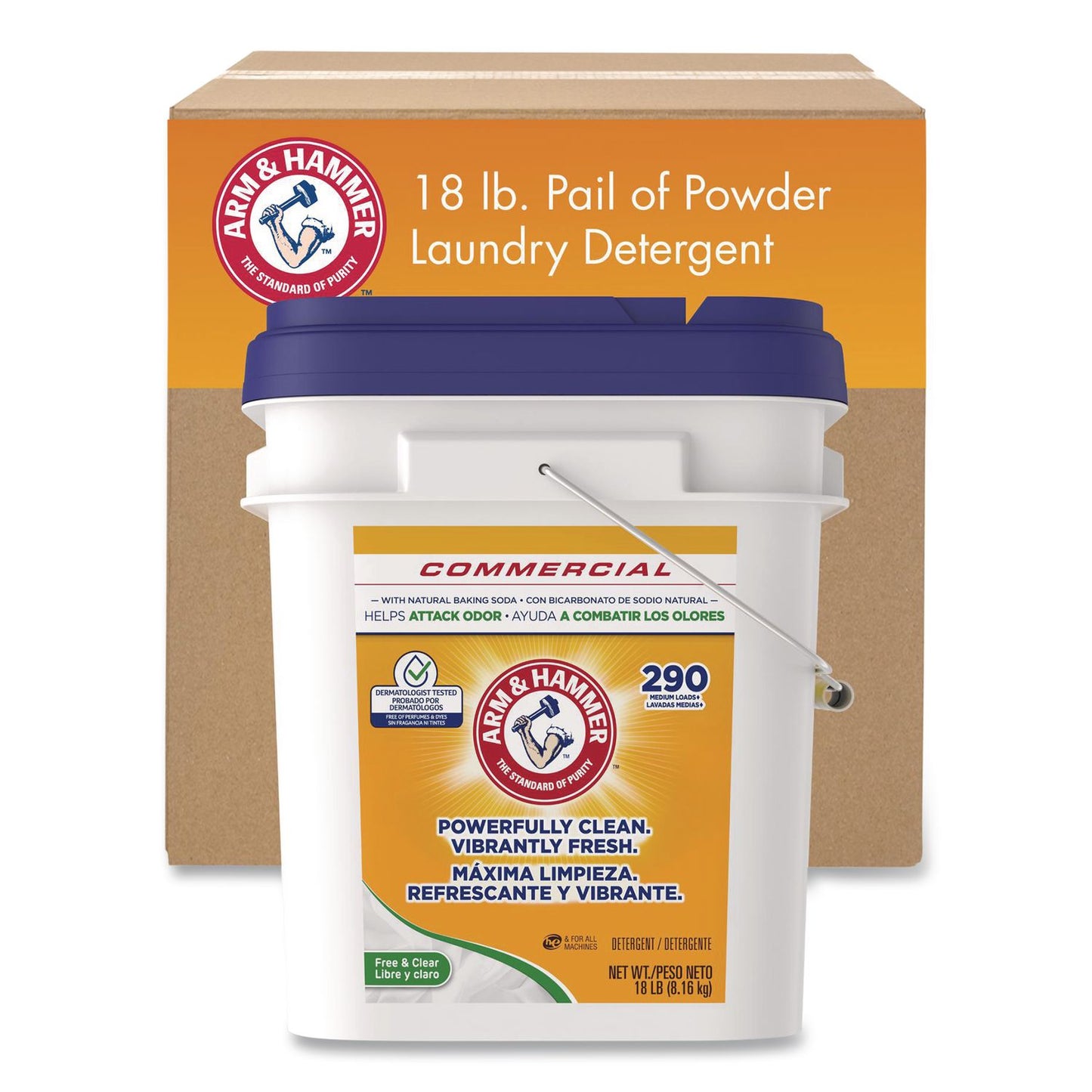 Arm & Hammer Free and Clear Powder Laundry Detergent, 18 lb Pail (CDC3320040002)