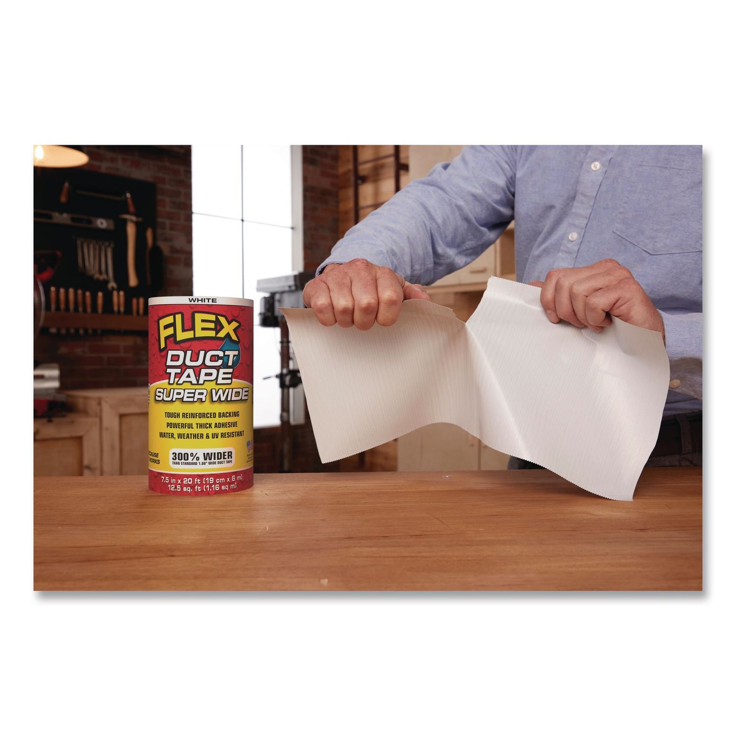 Flex Seal Products® Flex Super Wide Duct Tape, 4" Core, 39 mil Thick, 7.5" x 20 ft, White, 3/Carton (FSGDTWHTR7520)