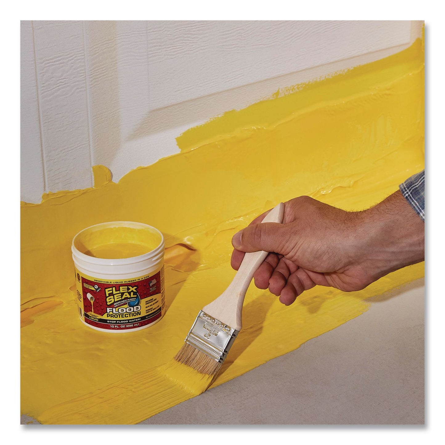 Flex Seal Products® Flex Seal Liquid Flood Protection, 10 oz Can, Dries Yellow, 4/Carton (FSGRLSYELR12)