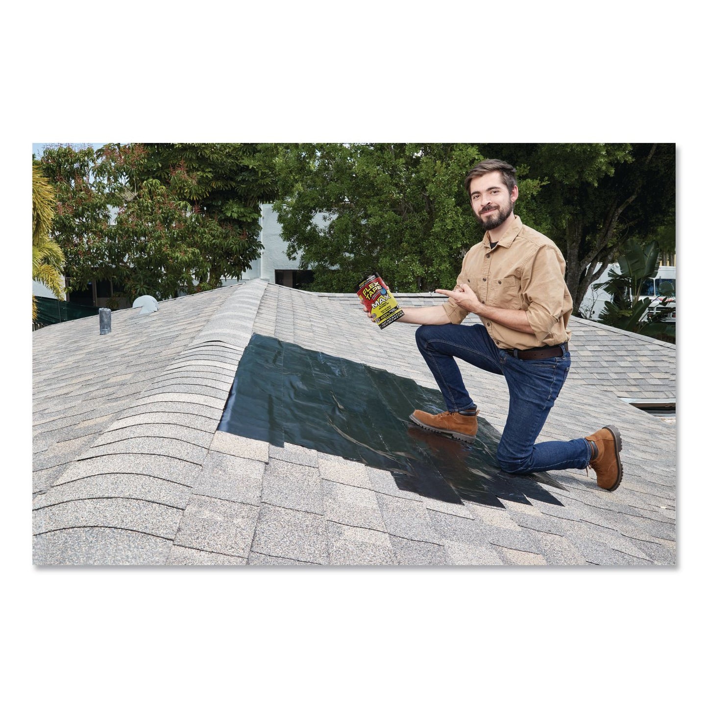 Flex Seal Products® MAX Strong Rubberized Waterproof Tape, 4" Core, 39 mils Thick, 8" x 25 ft, Black, 3/Carton (FSGTFSMAXBLK08)