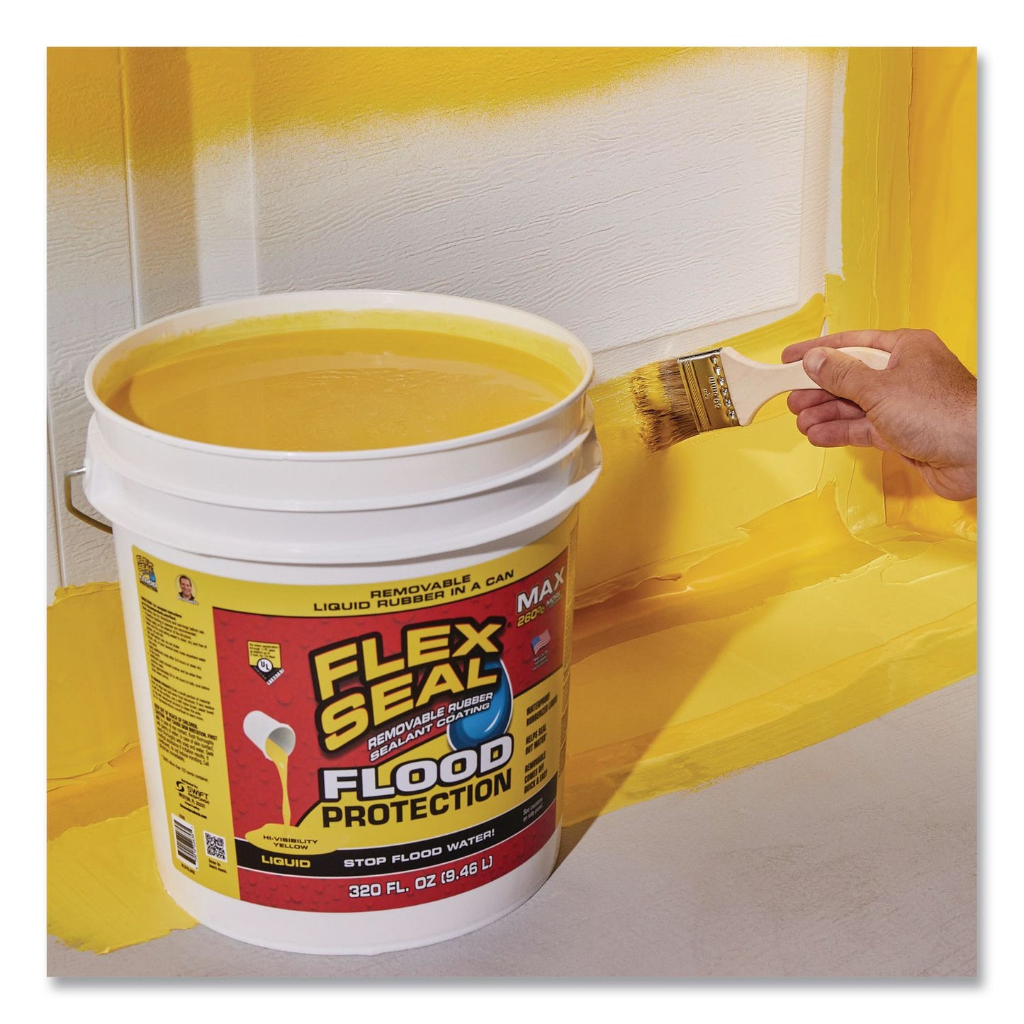 Flex Seal Products® Flex Seal Liquid Flood Protection, 2.5 gal Can, Dries Yellow (FSGRLSYELR02)
