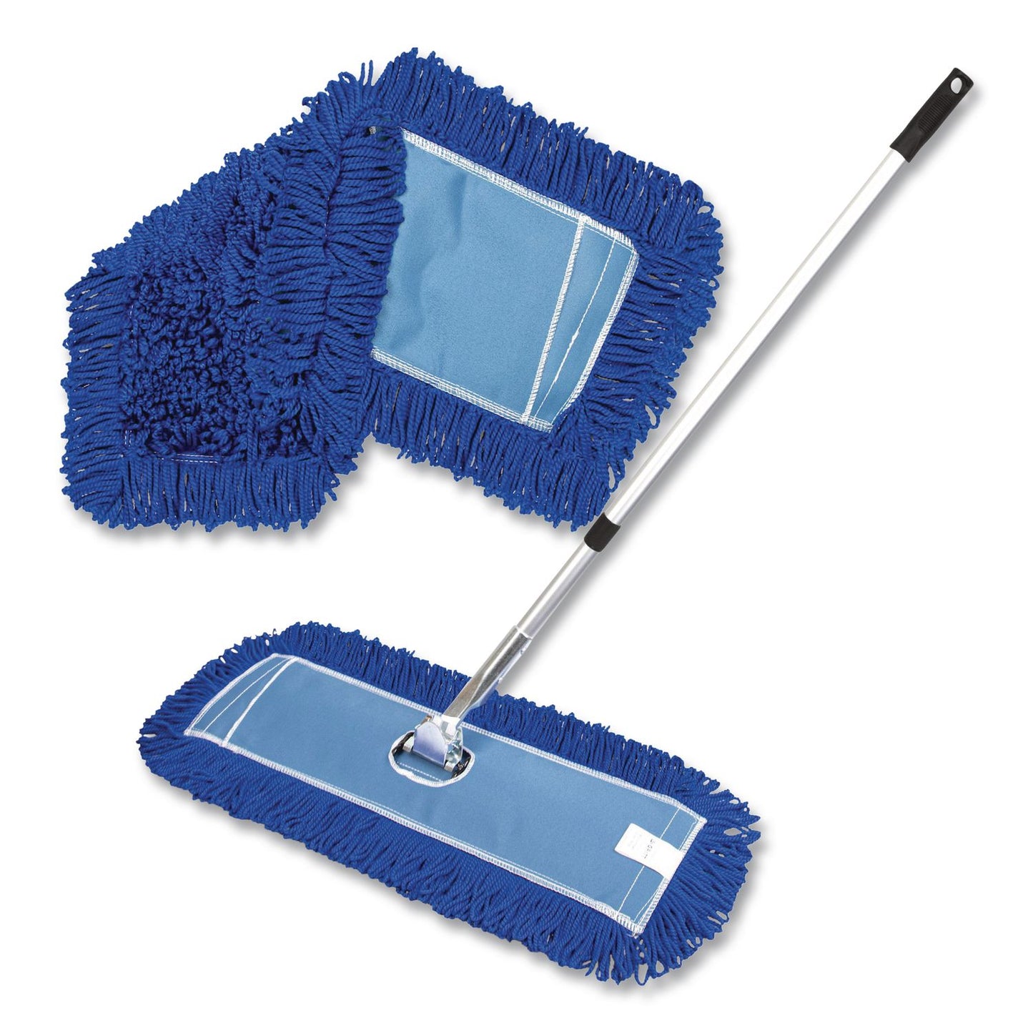 Gritt Commercial All-In-One 24" Microfiber Dust Mop Set With 72" Telescopic Handle, 24" x 5", Blue, Microfiber Head, 72" Silver Handle, 4 Kits (GCEGRI17424T4PK)