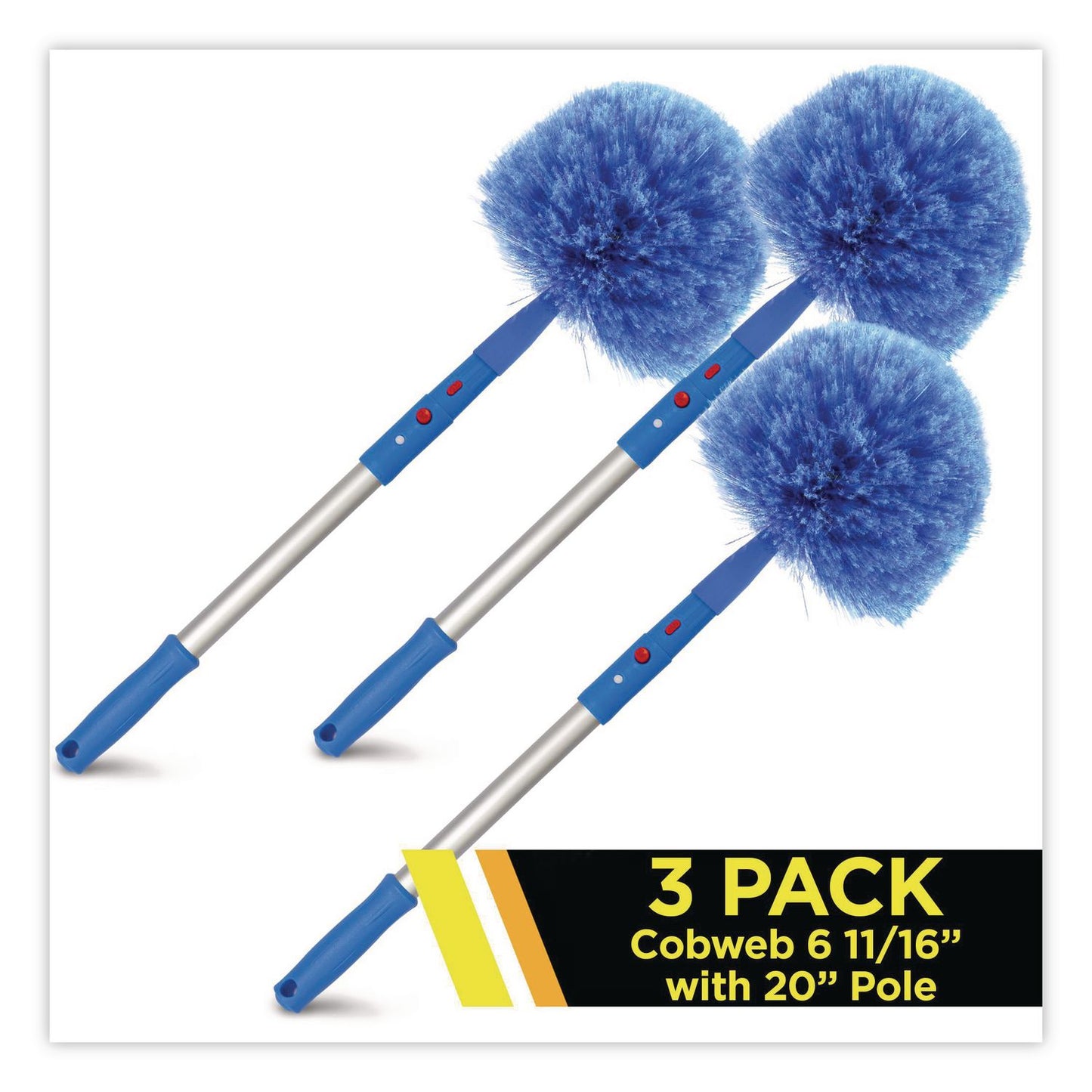 Gritt Commercial Cobweb/Corner Duster Brush with 20" Pole, 3/Kit (GCEGRI1083PK)