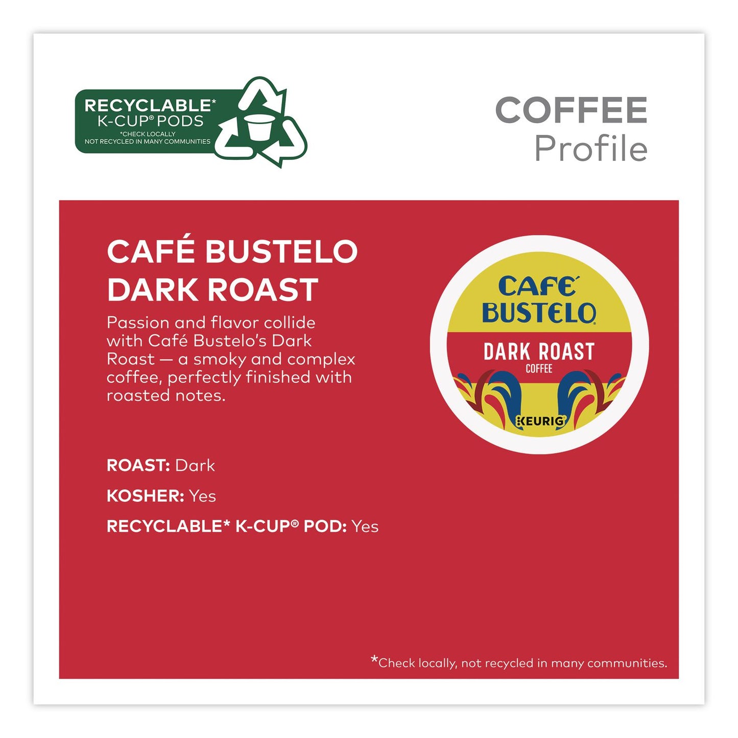Café Bustelo Cafe Bustelo Dark Roast Coffee K-Cup, 22/Box (GMT5000389574)