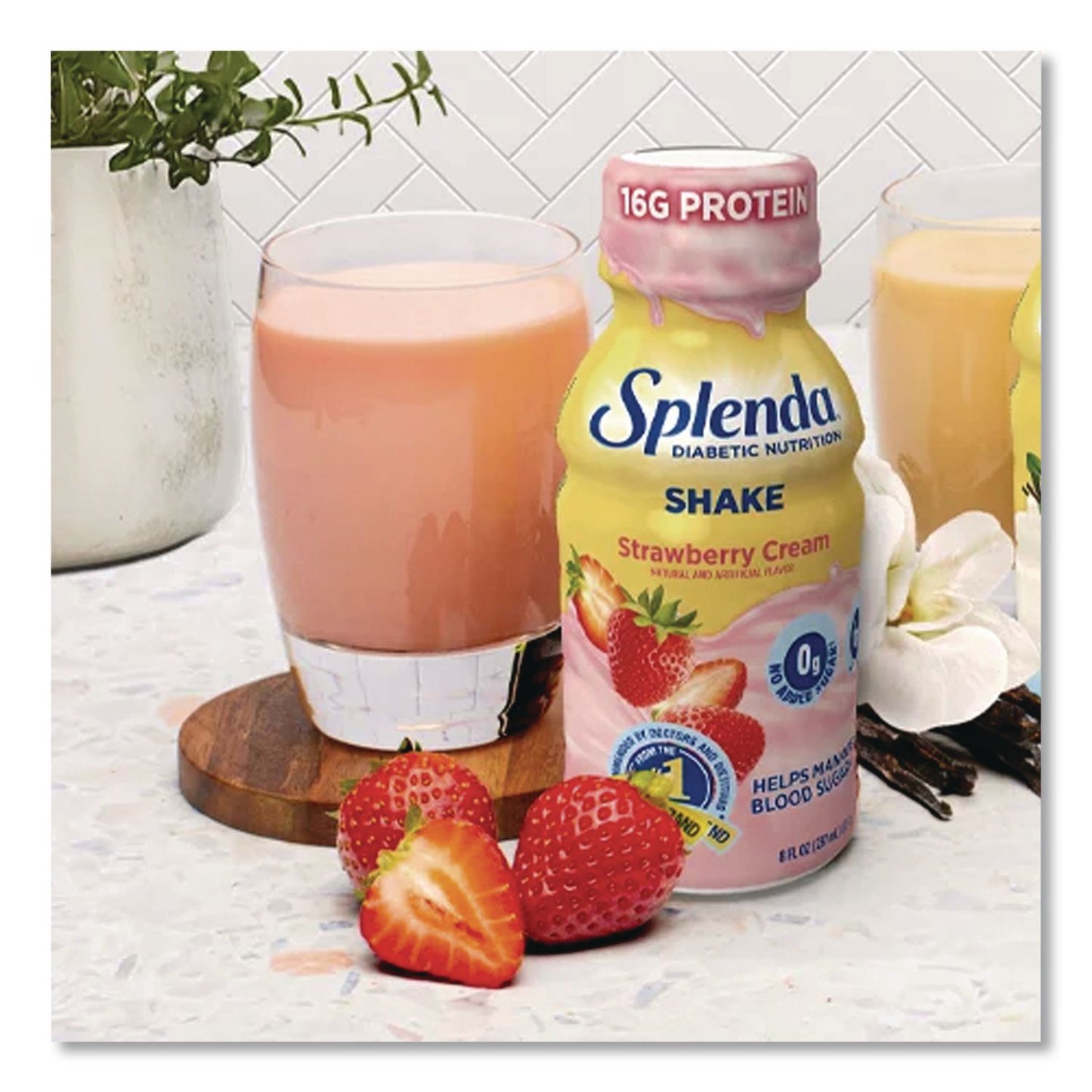Splenda® Diabetes Care Sugar-Free Shake, Strawberry Cream, 14 oz Bottle, 24/Carton (SNHHFP00659)